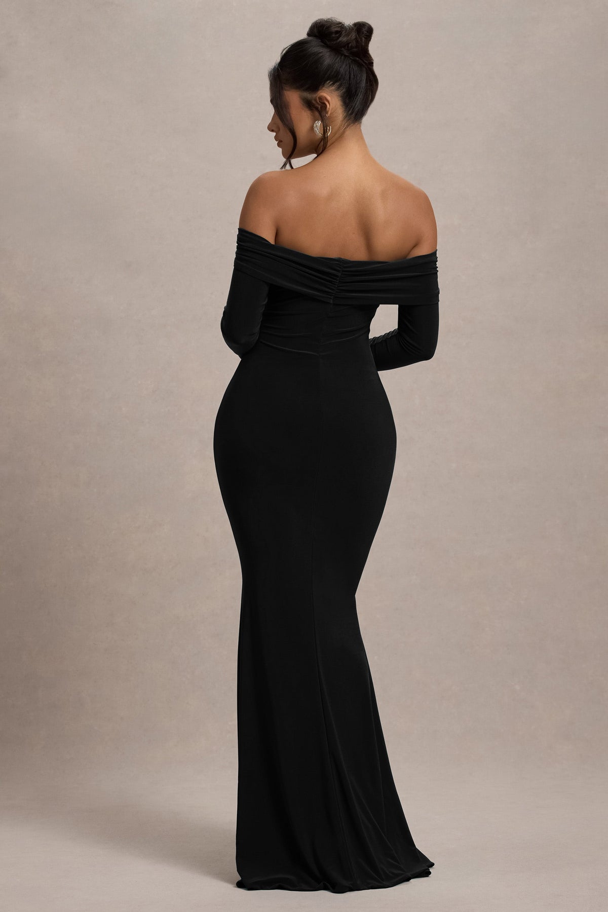 Black Bardot Long-Sleeve Maxi Dress - View 3 | Shop Formal Dress