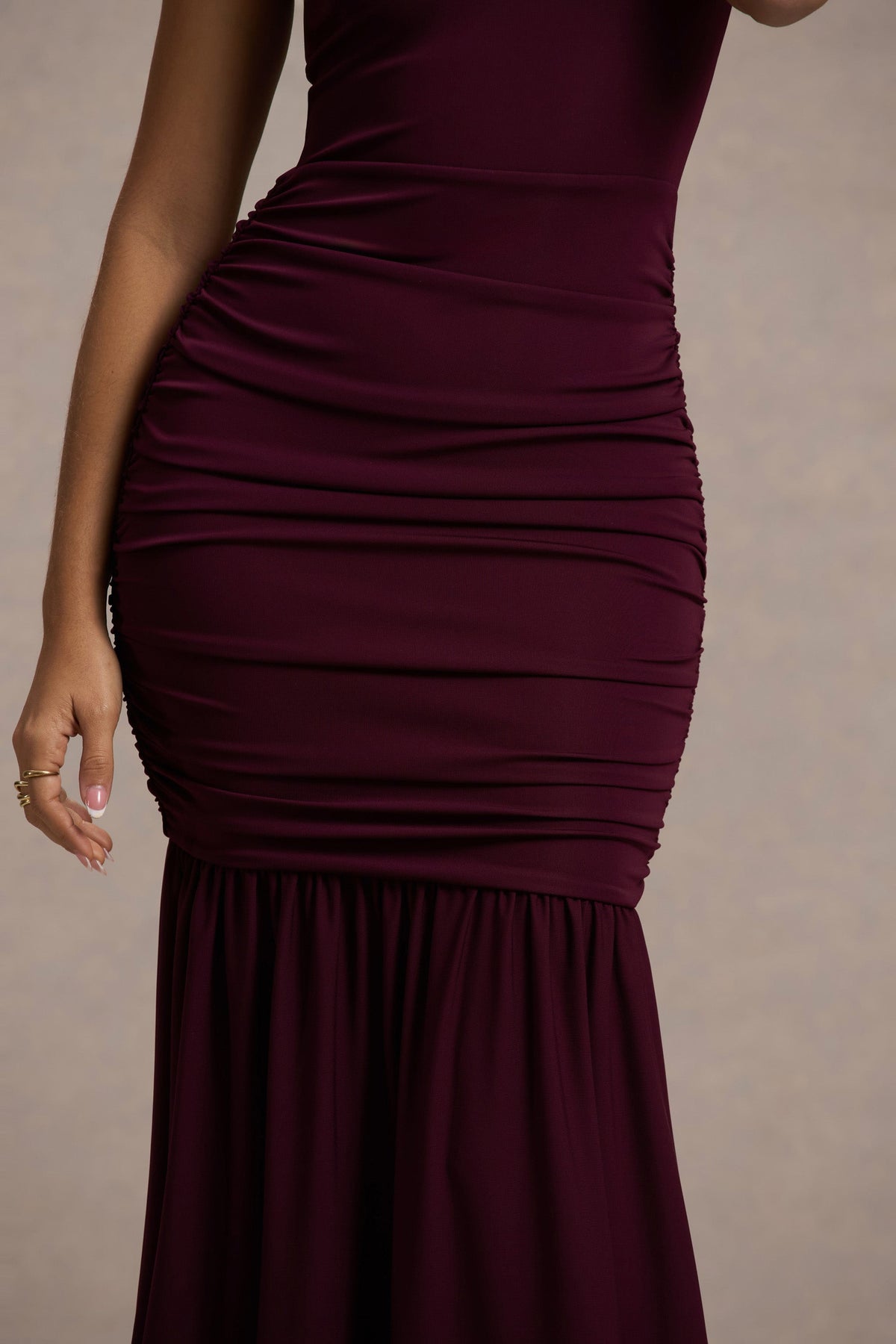 Collective Dress - Plum High-Neck Tiered Maxi Dress image 6