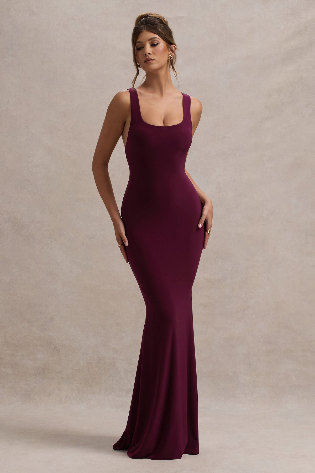 Collective Dress - Burgundy Square-Neck Maxi Dress image 2
