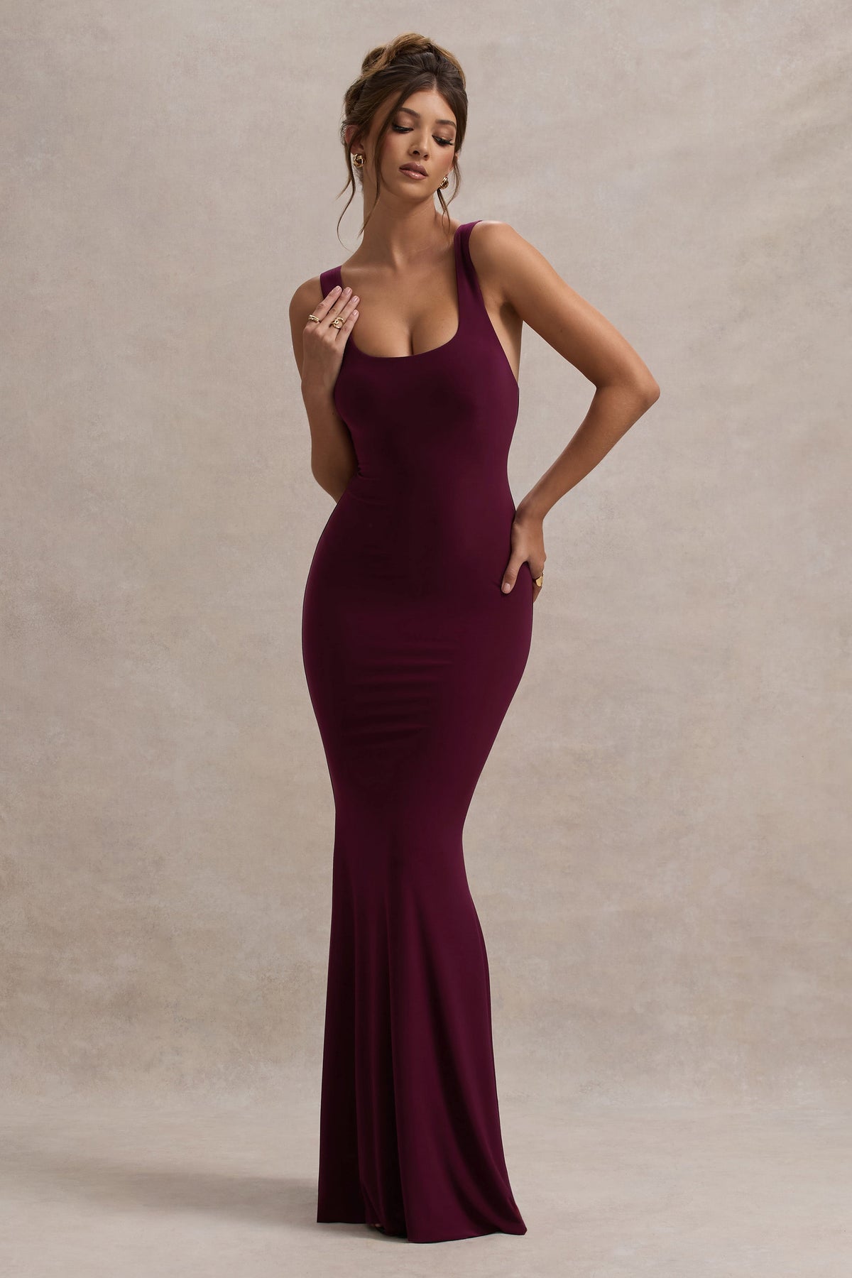 Collective Dress - Burgundy Square-Neck Maxi Dress image 5