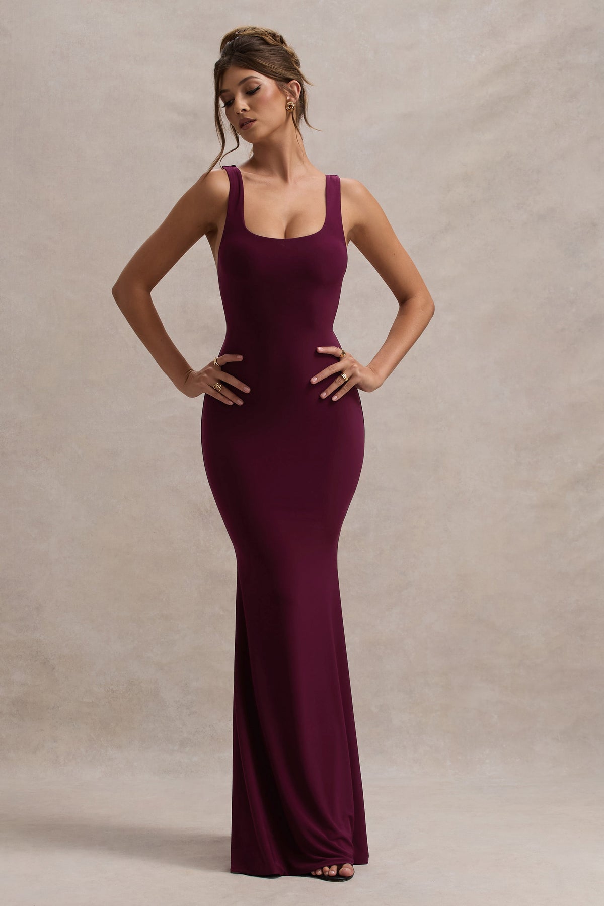Collective Dress - Burgundy Square-Neck Maxi Dress image 6