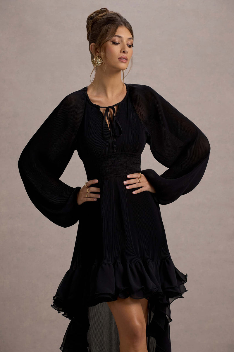 Namir Black HighLow Chiffon Maxi Dress Club L London AUS