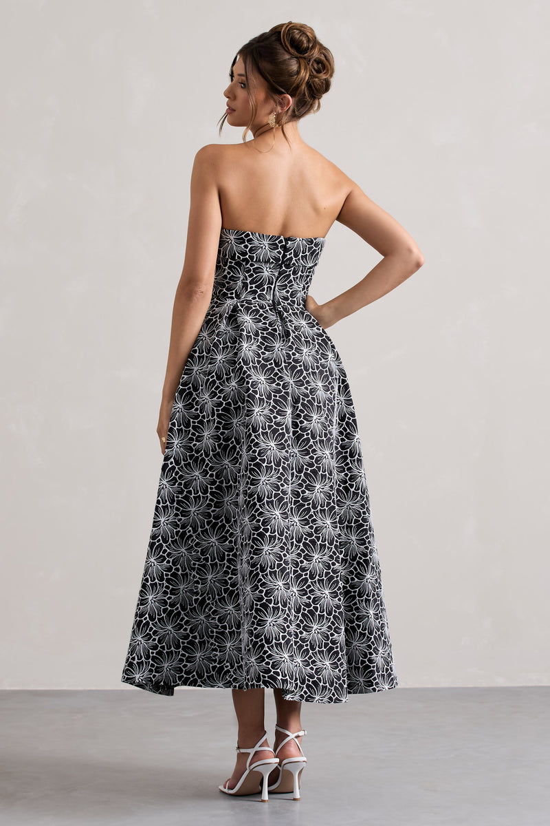 Myleen Black Lace Strapless Midi Dress Club L London AUS