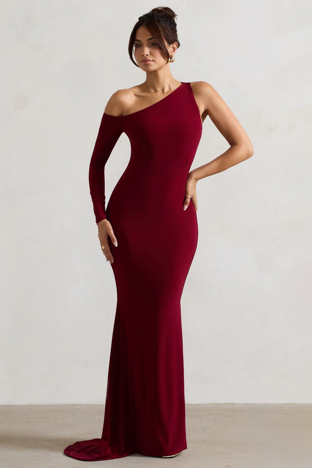 Port One-Sleeve Asymmetric Maxi Dress - View 2 | Shop Formal Dress