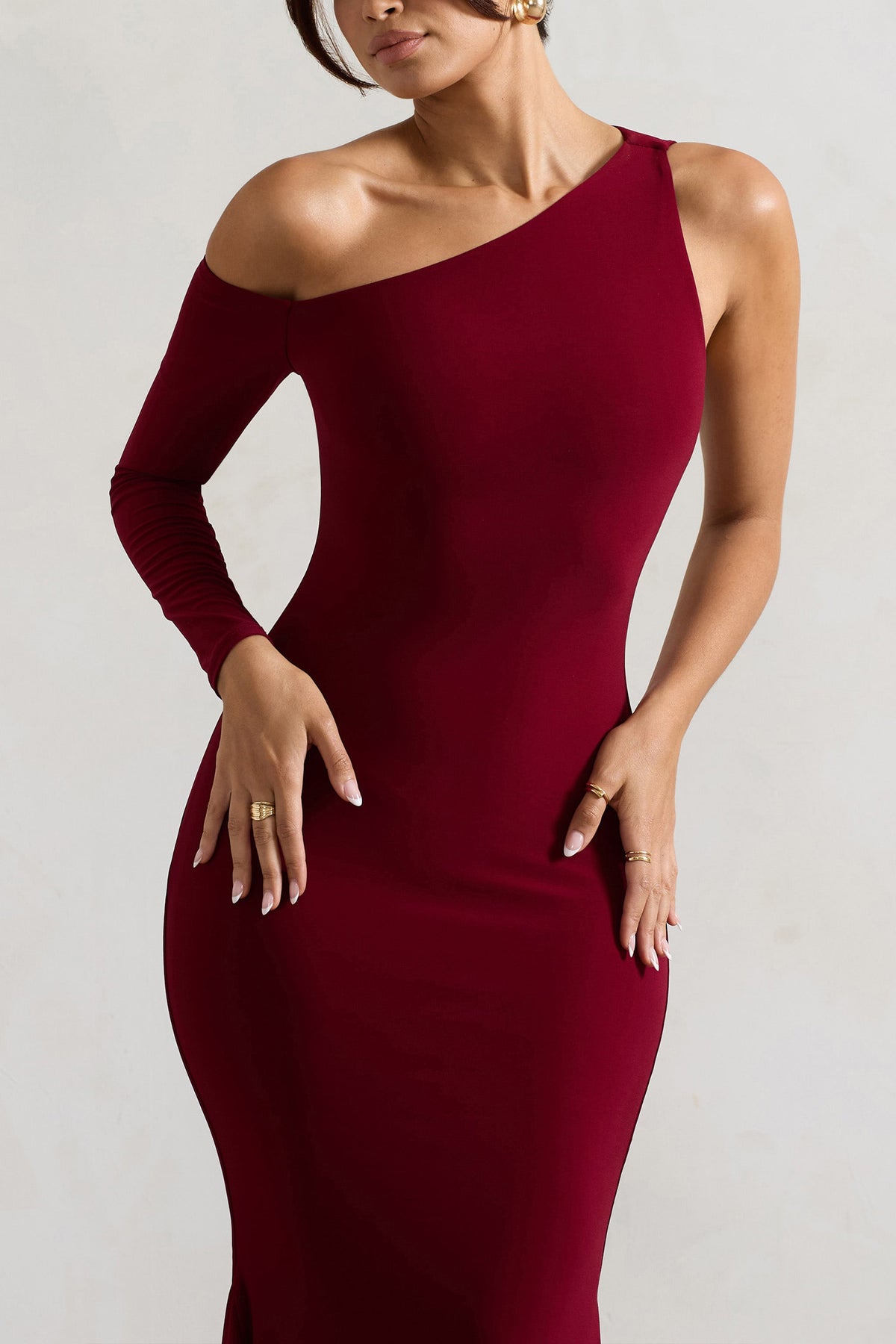 Port One-Sleeve Asymmetric Maxi Dress - View 4 | Shop Formal Dress