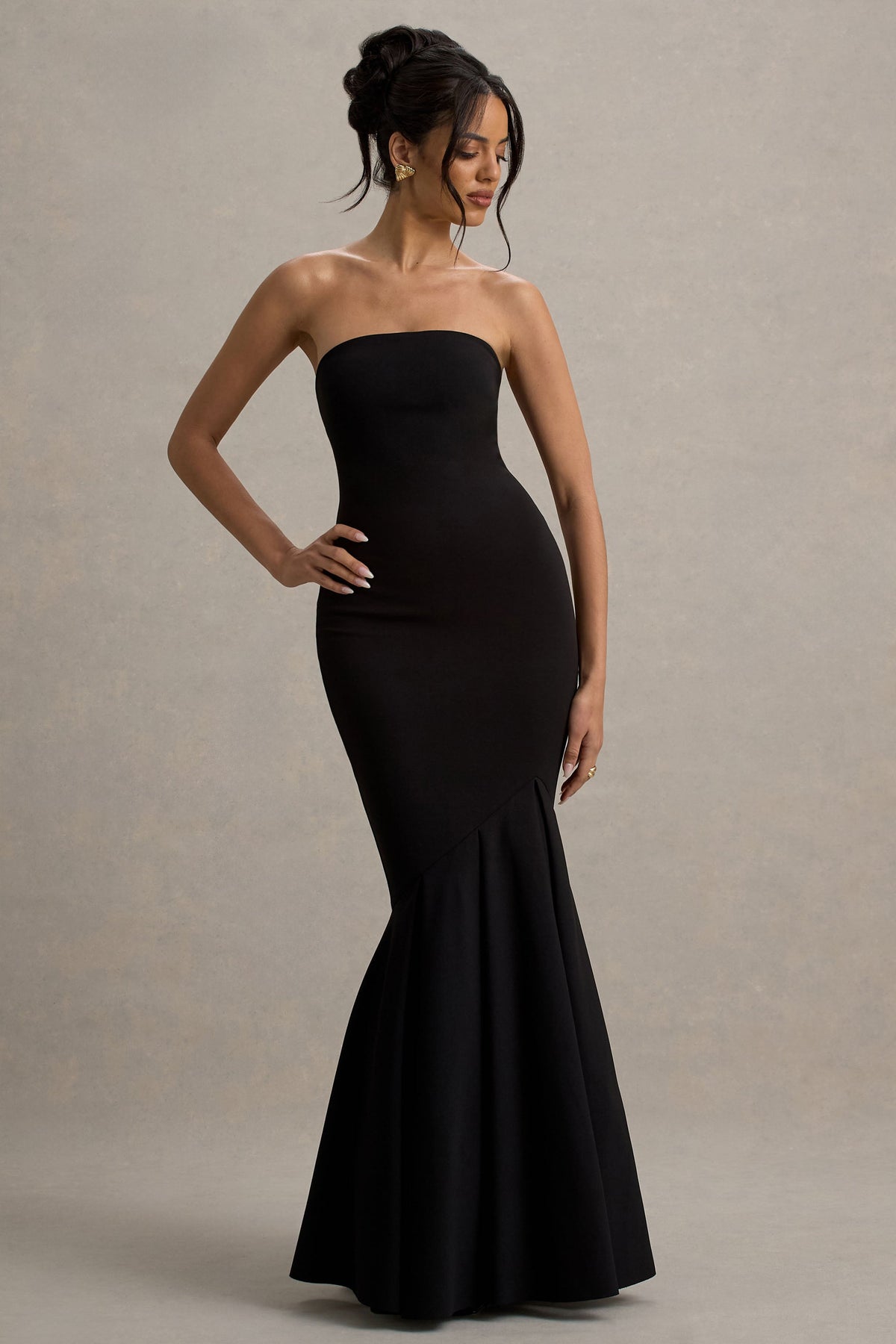 Black Bandeau Fishtail Maxi Dress - View 6 | Shop Formal Dress