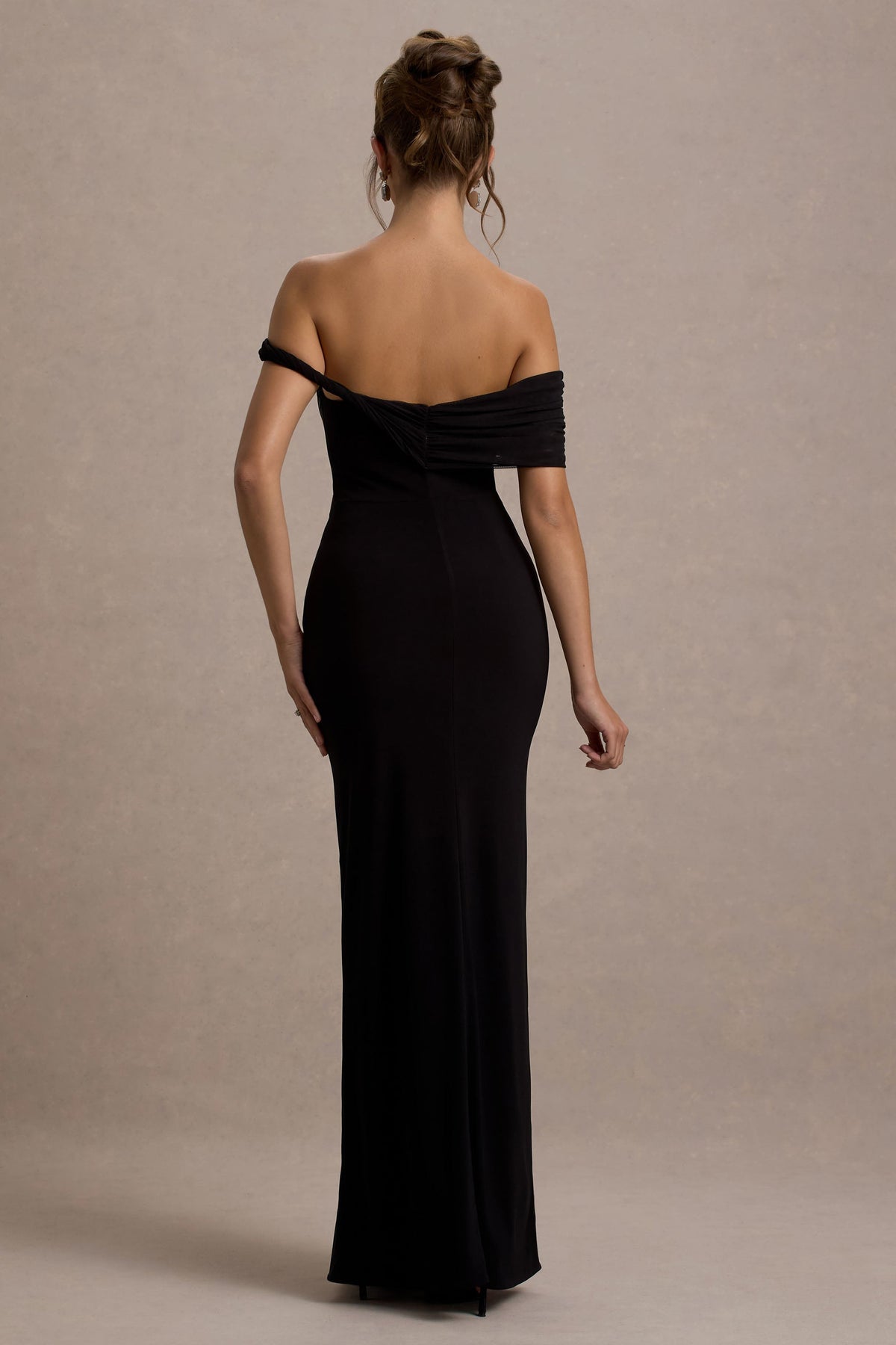 Black Twisted Bardot Maxi Dress - View 3 | Shop Formal Dress