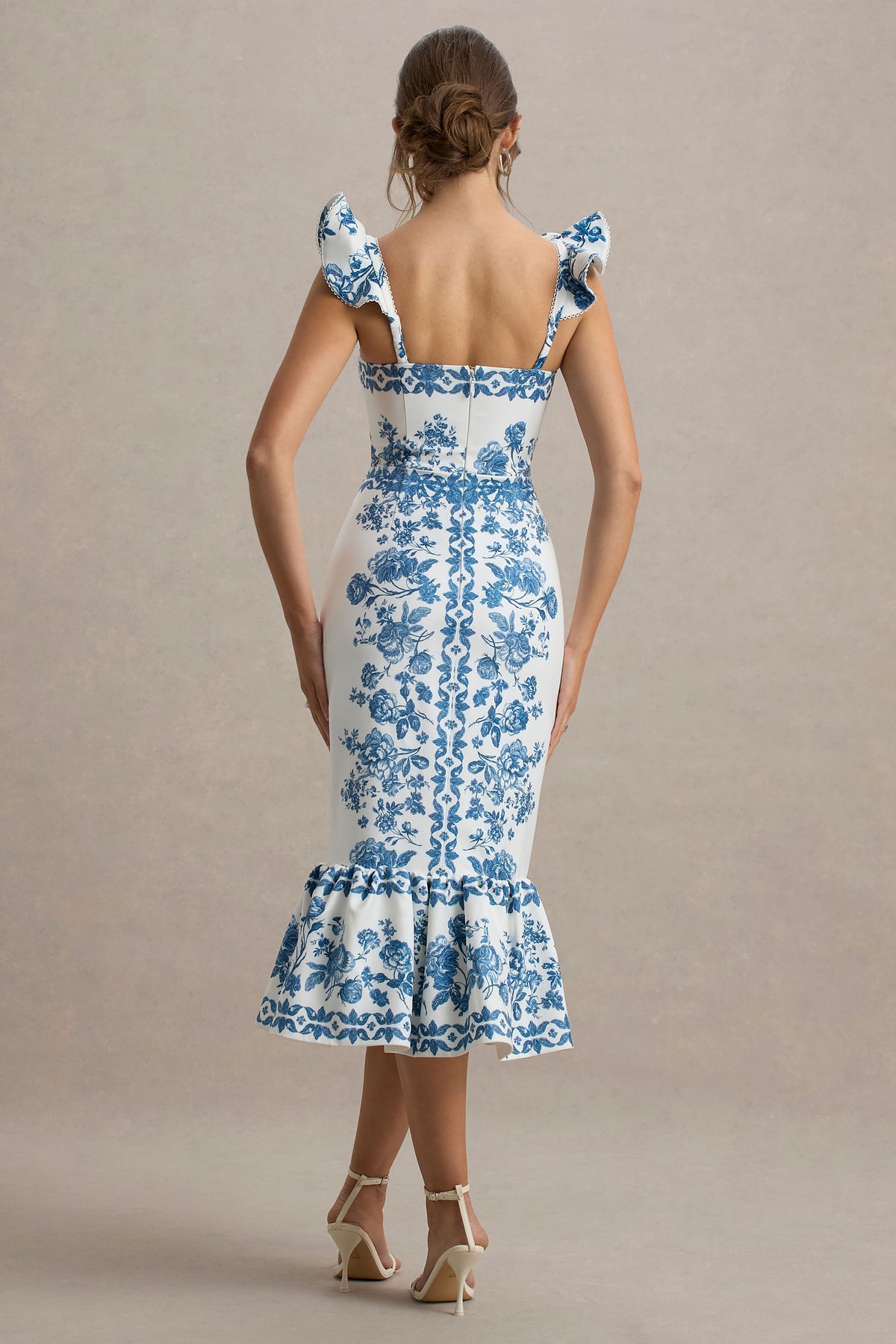 Collective Dress - Blue Porcelain Print Ruffle Midi Dress image 4