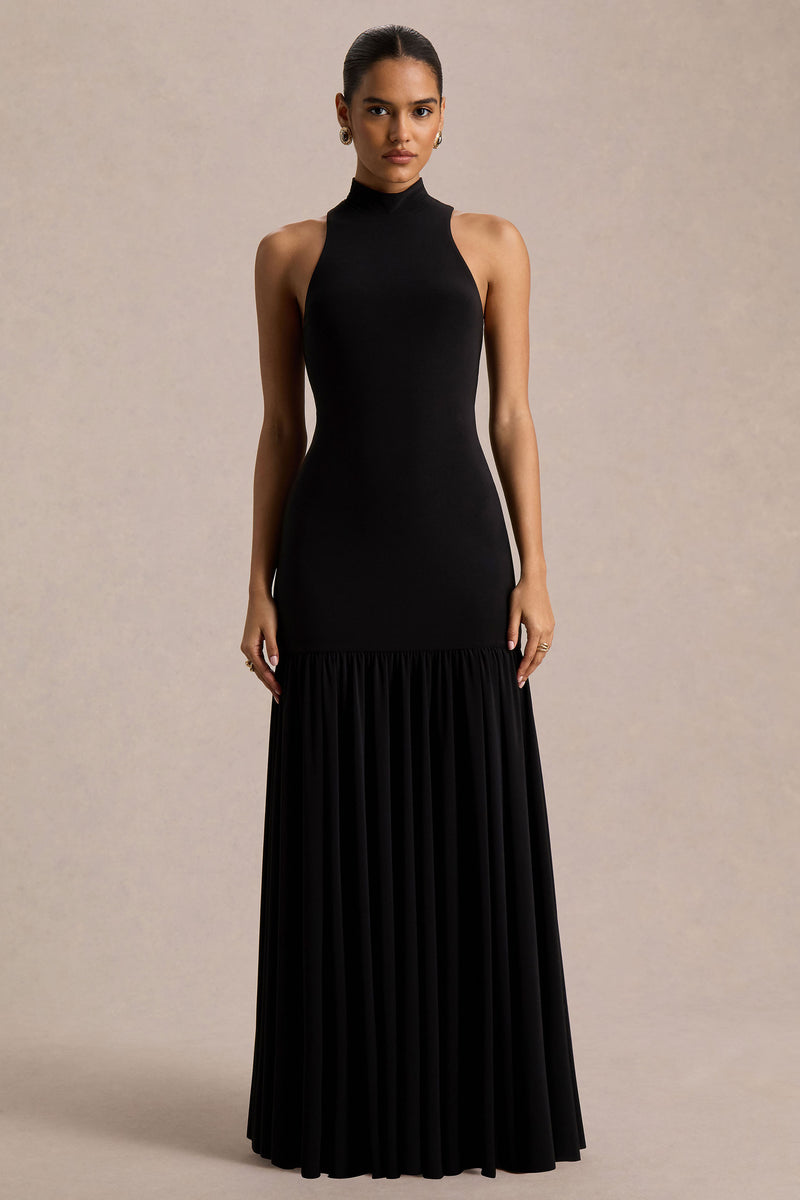 Tasmin Black HighNeck Maxi Dress With DropWaist Club L London AUS — free download