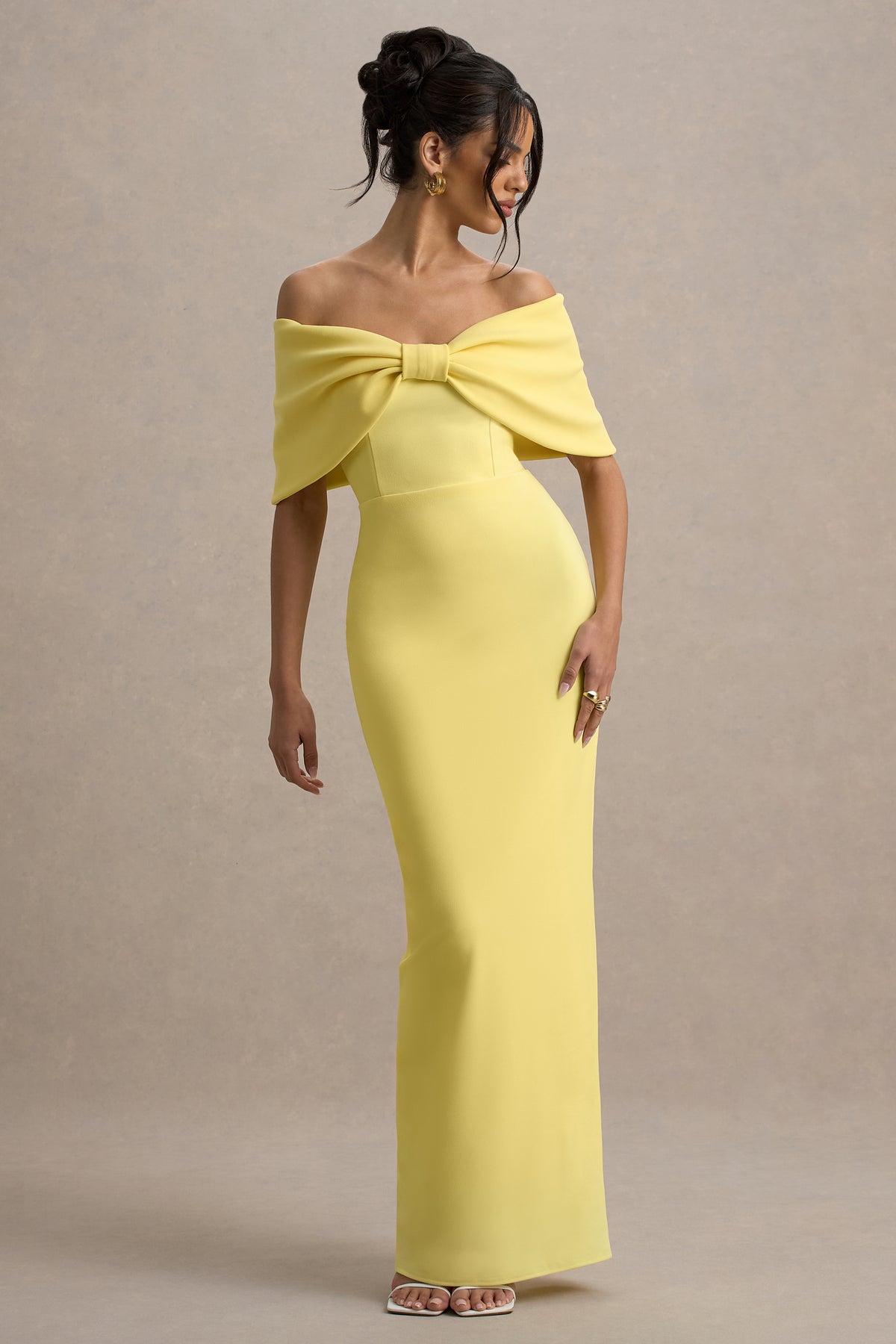 Lemon Strapless Maxi Dress With Oversized Bow - View 5 | Shop Formal Dress