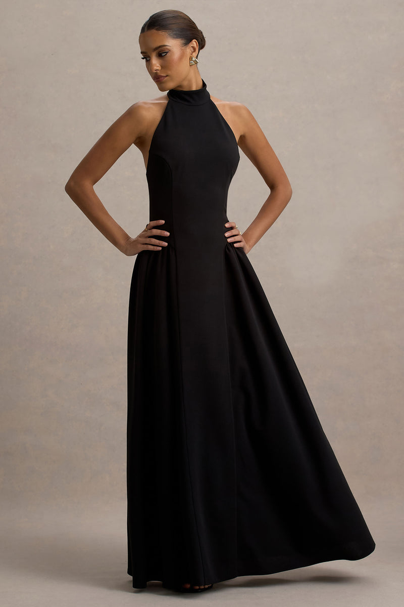 Cynthia Black HighNeck Maxi Dress With Volume Skirt Club L London AUS — free download