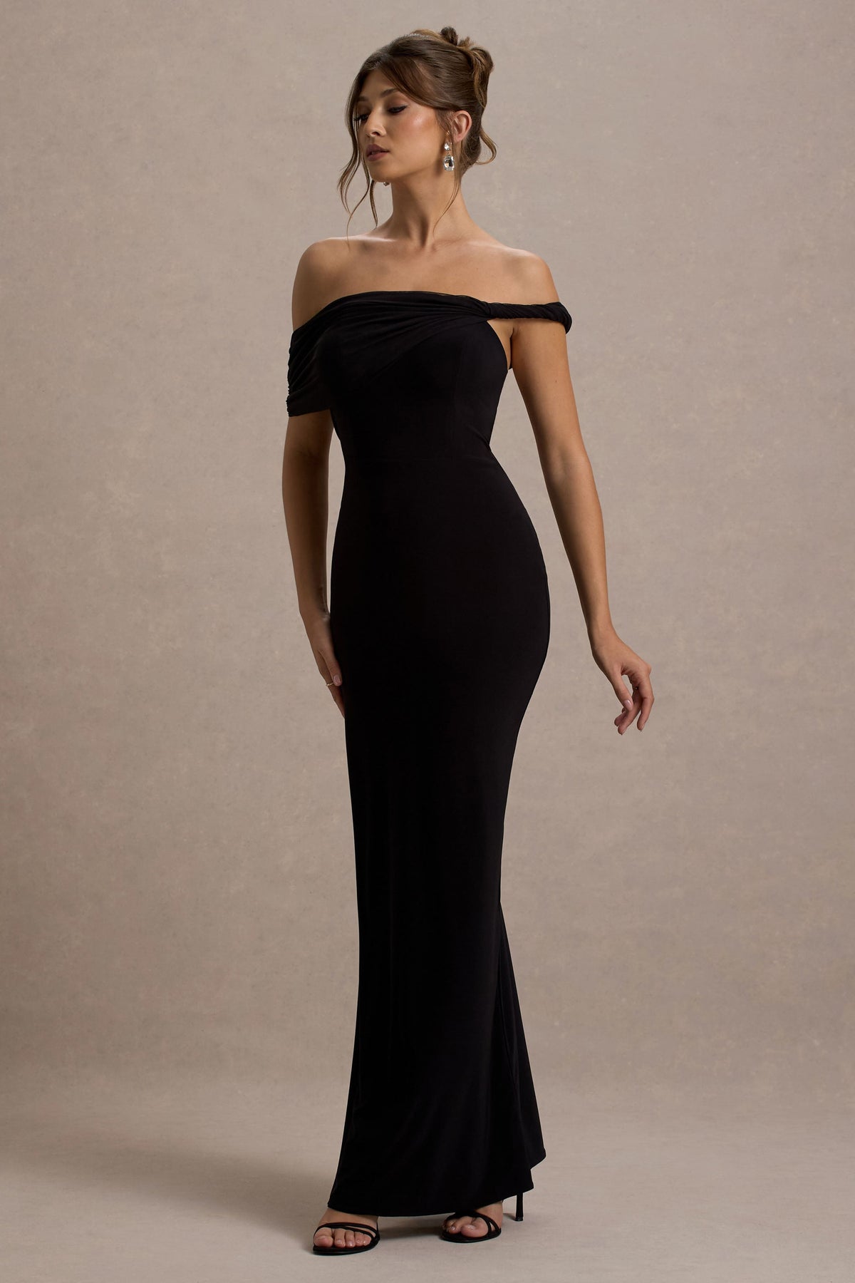 Black Twisted Bardot Maxi Dress - View 5 | Shop Formal Dress
