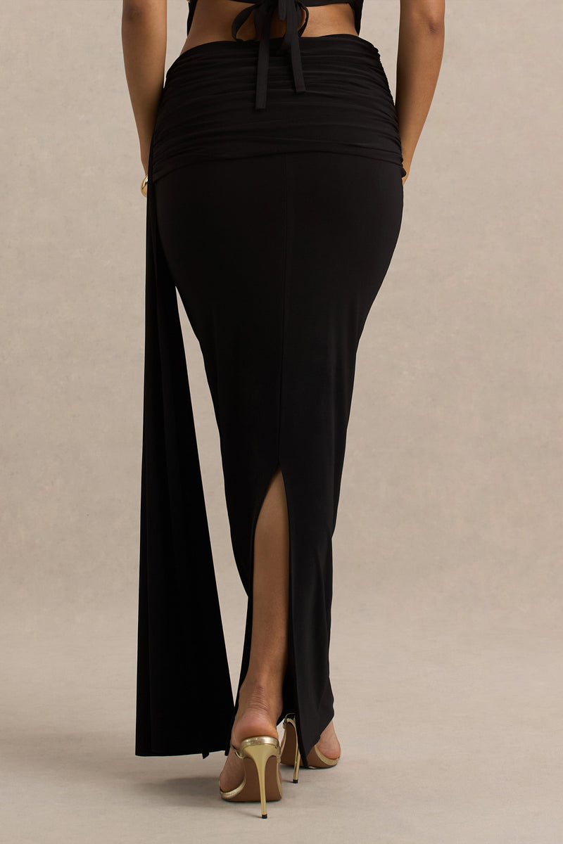 Joi Black Maxi Skirt With Sash Detail – Club L London - AUS