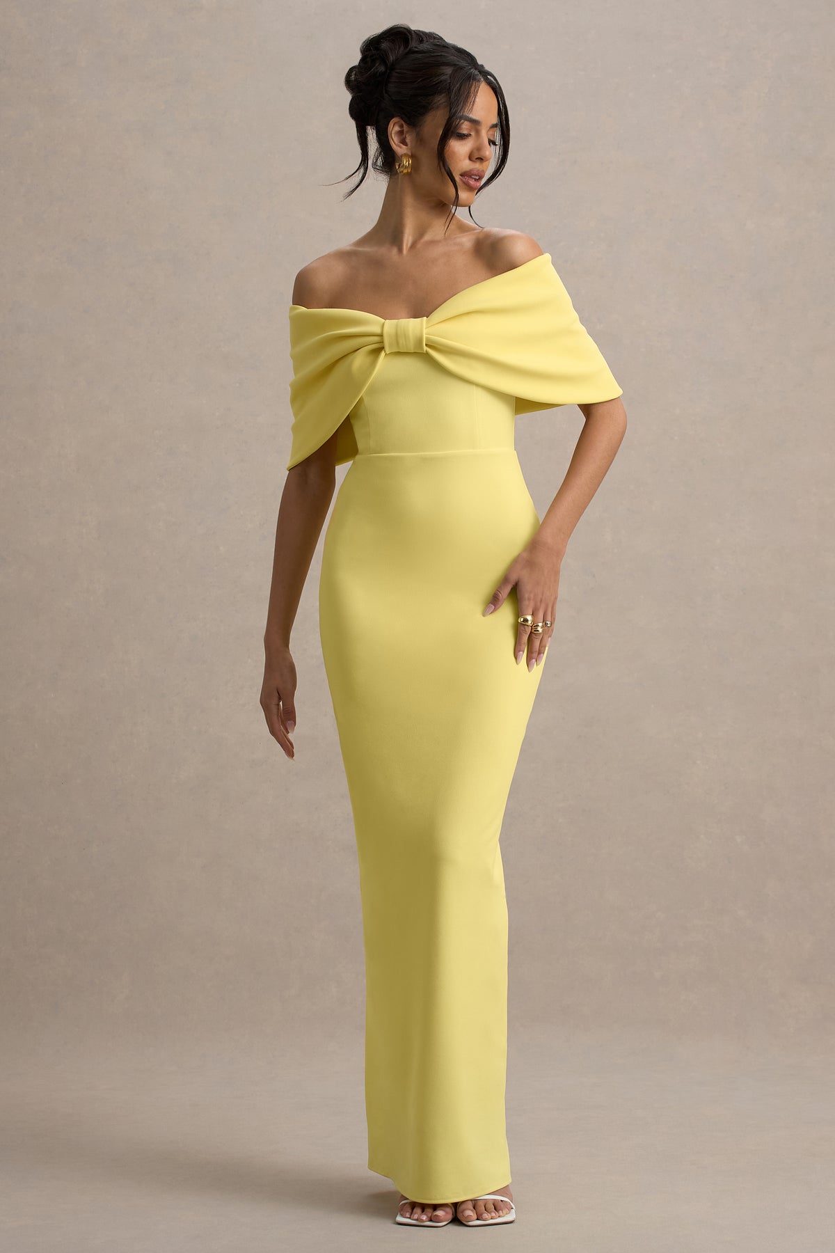 Lemon Strapless Maxi Dress With Oversized Bow - View 6 | Shop Formal Dress