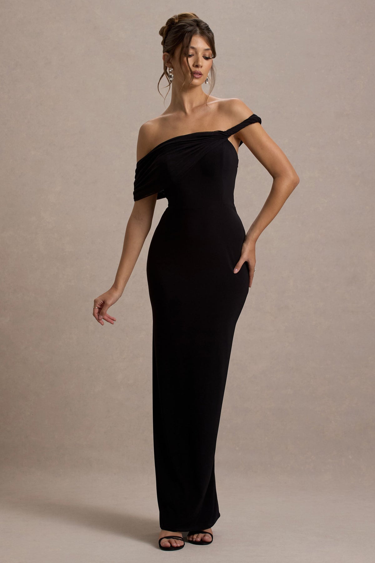 Black Twisted Bardot Maxi Dress - View 6 | Shop Formal Dress
