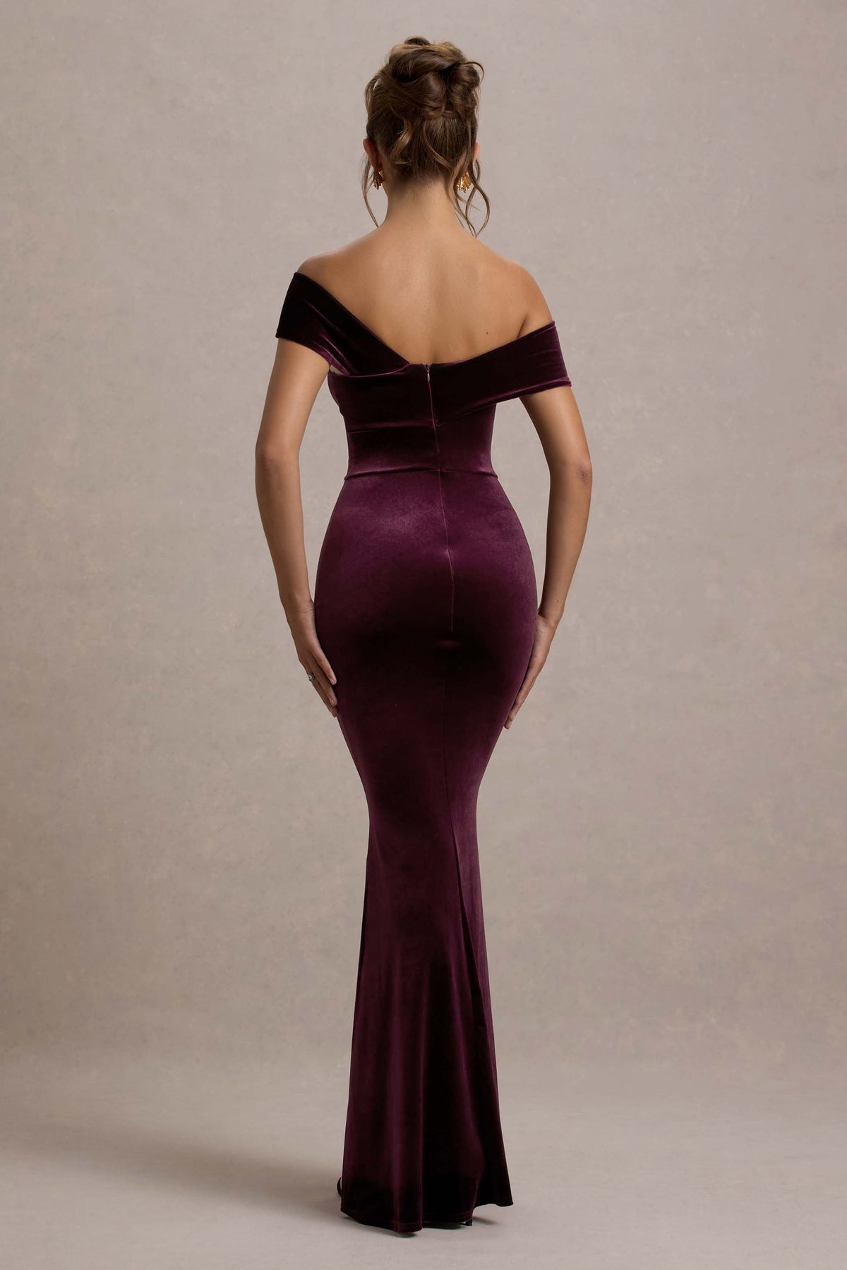 Port Velvet Asymmetric Bardot Maxi Dress - View 3 | Shop Formal Dress