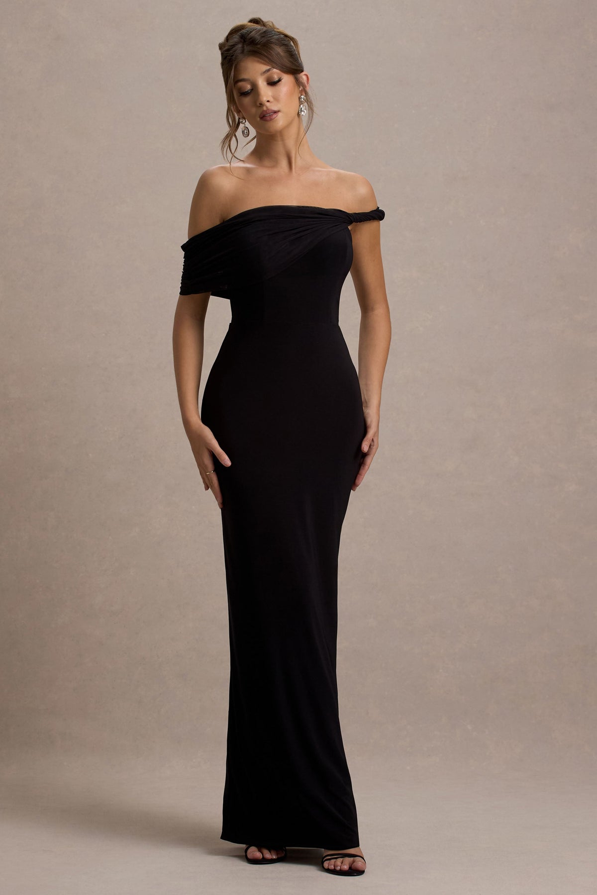 Black Twisted Bardot Maxi Dress - View 2 | Shop Formal Dress