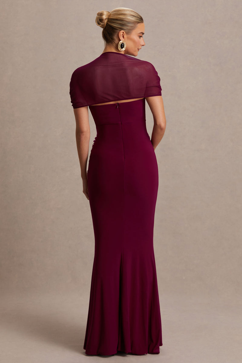 Burgundy Square-Neck Column Maxi