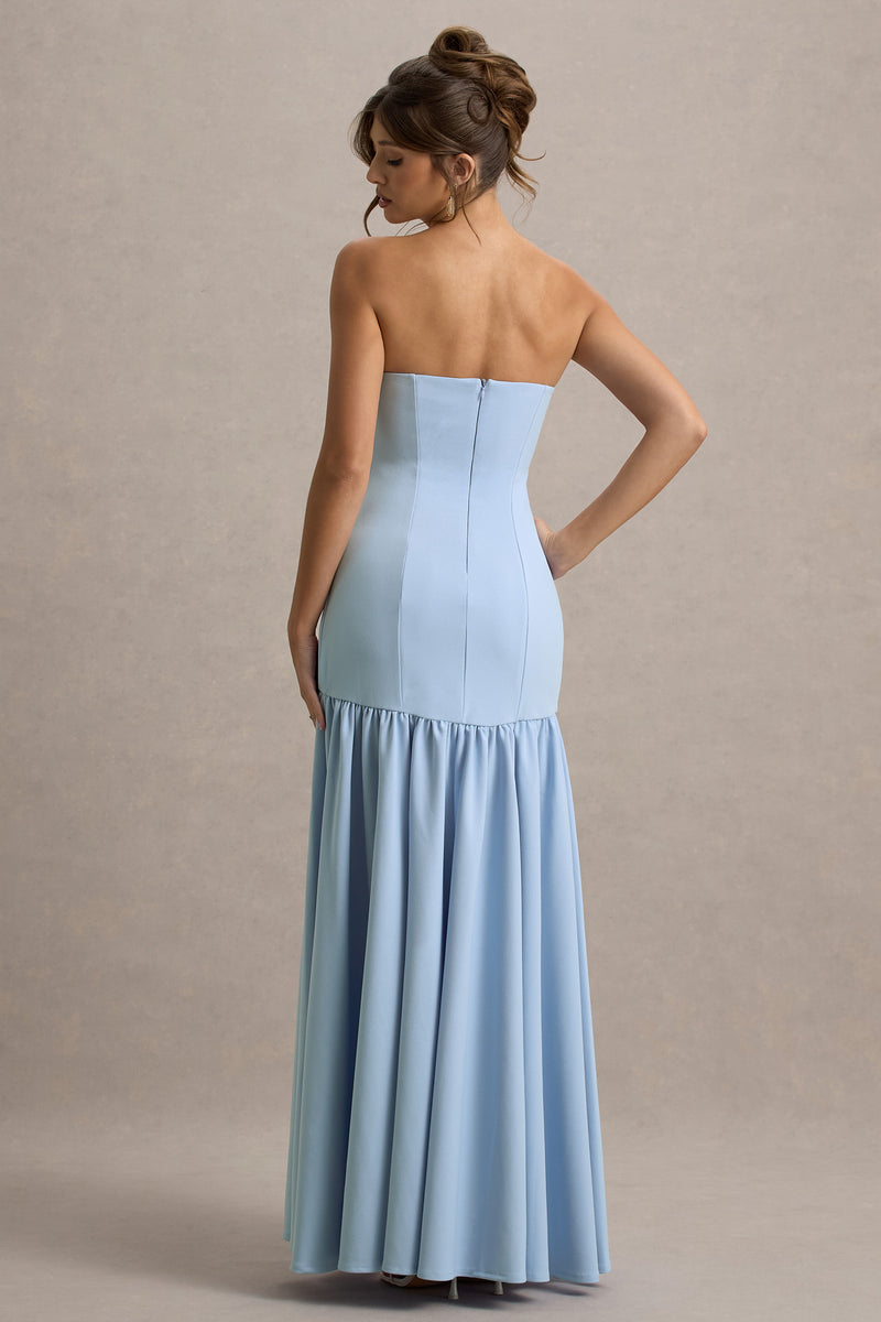 Penny Powder Blue Bandeau Drop-Waist Maxi Dress – Club L London