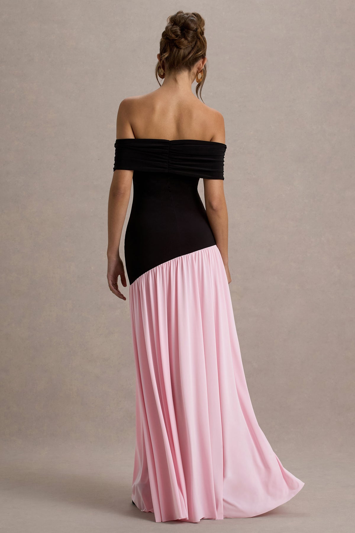 Collective Dress - Black & Pink Bardot Puff-Skirt Maxi Dress image 3