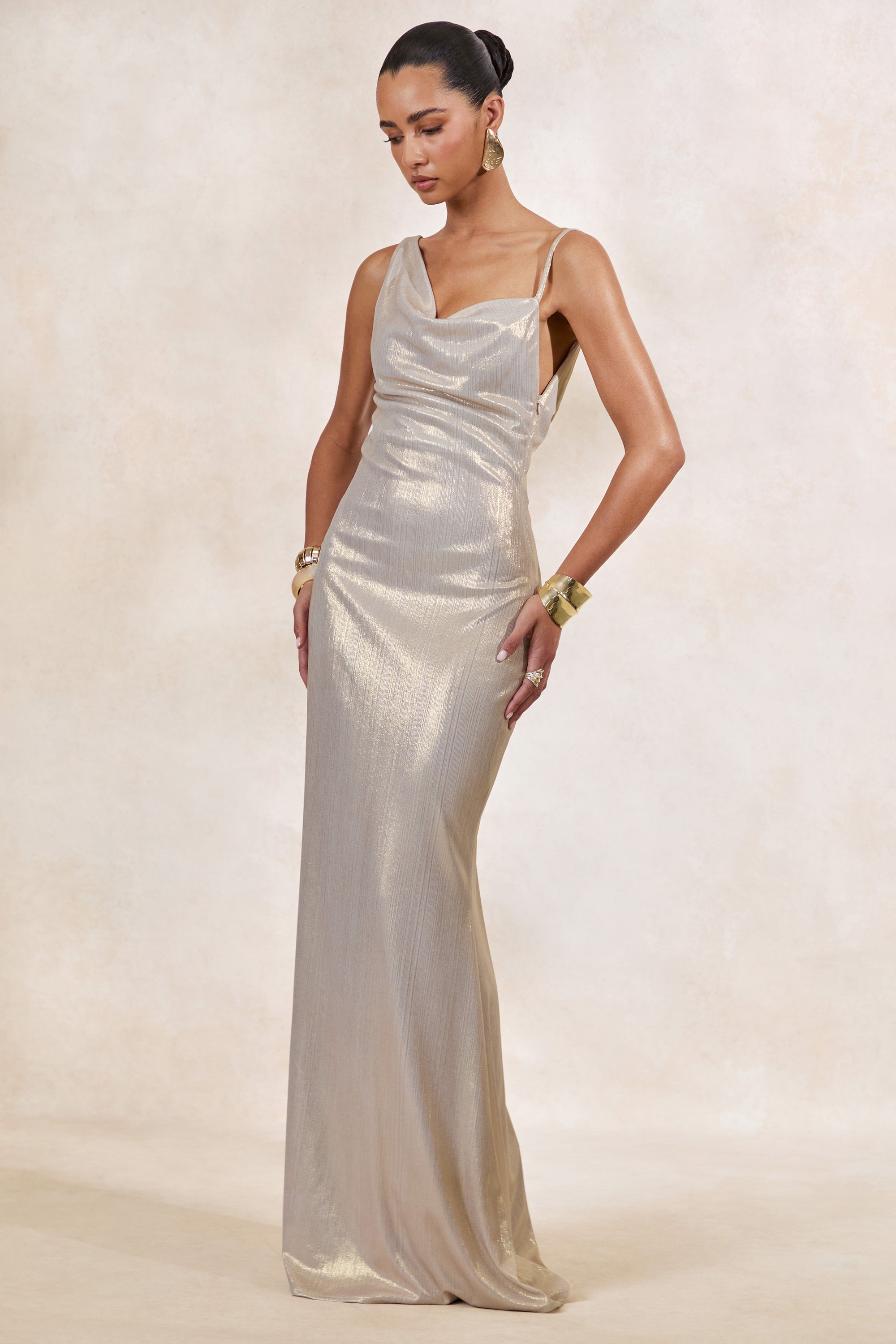 CL124620060 - Galaxy Shimmer _ Champagne Bias Cut Cowl Front Maxi Dress2.jpg