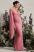 Rhea | Blush Pink V-Neck Split Maternity Maxi Dress With Cape Sleeve - Club L London - AUS