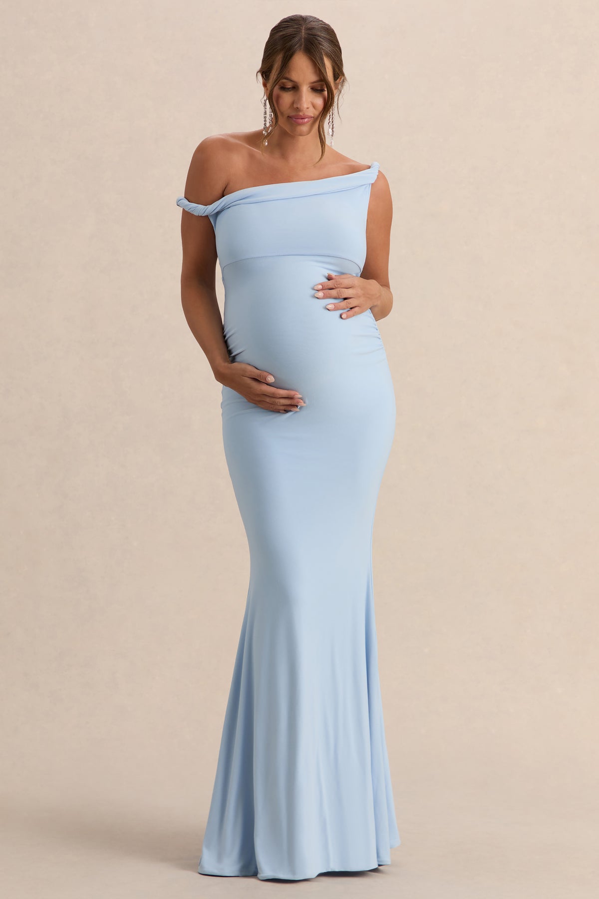 Lita Powder Blue Twisted Asymmetric Maternity Maxi Dress Club L London - AUS Lita Powder Blue Twisted Asymmetric Maternity Maxi Dress Club L London - AUS