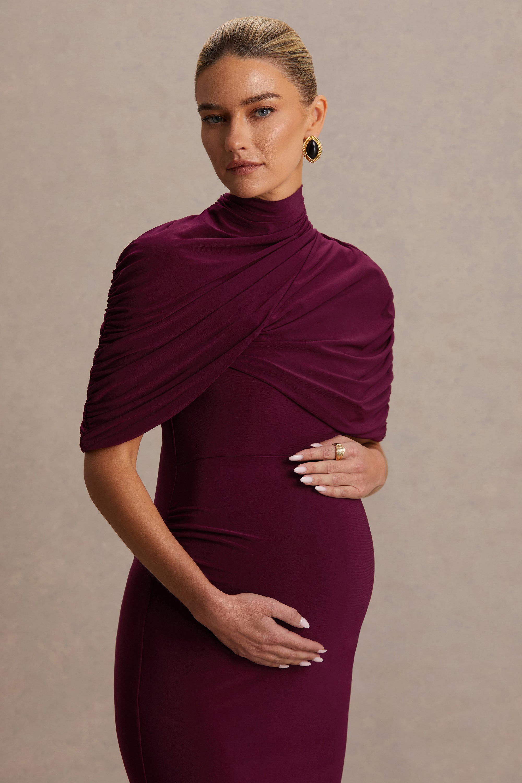 HR_CL136308069 - Augustina Burgundy Maternity Midi Dress With Cape 04.jpg