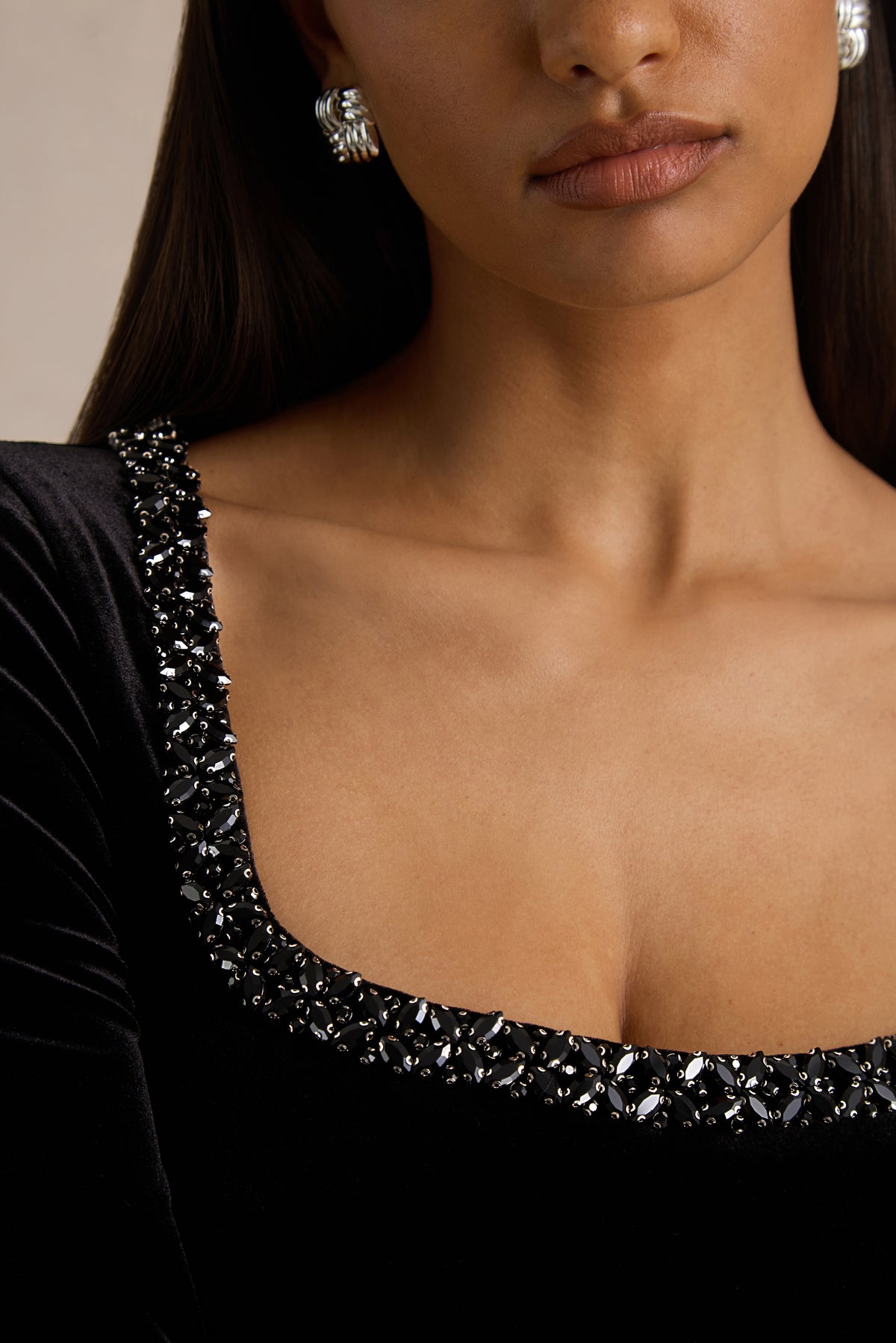 HR_CL136895002 - Beloved Black Velvet Embellished Square-Neck Mini Dress 05.jpg