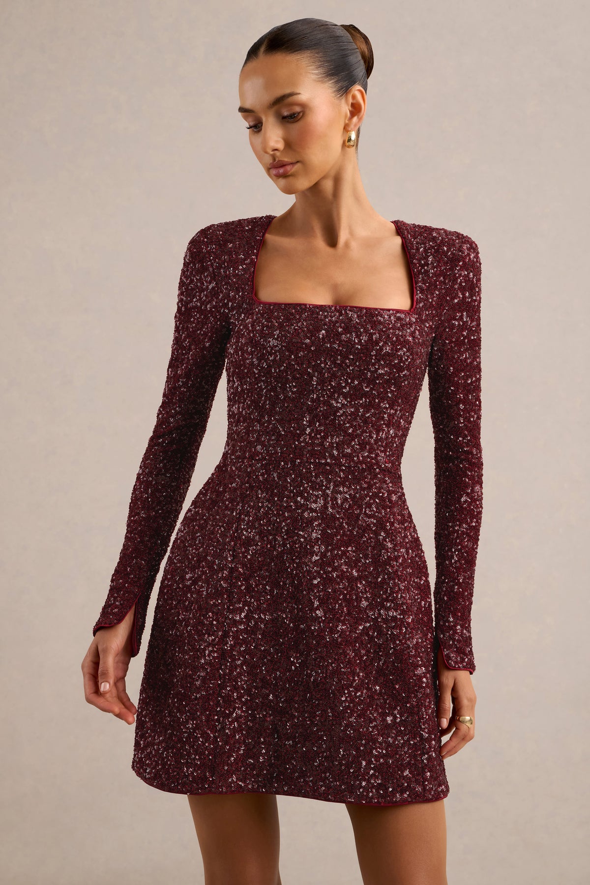 ECM_HR_CL137000102 - Invite _ Burgundy Sequin Square Neck Long Sleeve Tulip Mini Dress3.jpg