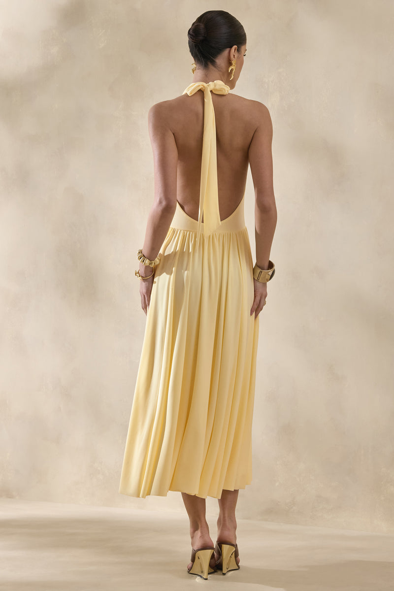 Veyra Lemon Plunge Cowl-Neck Midi Dress – Club L London - AUS