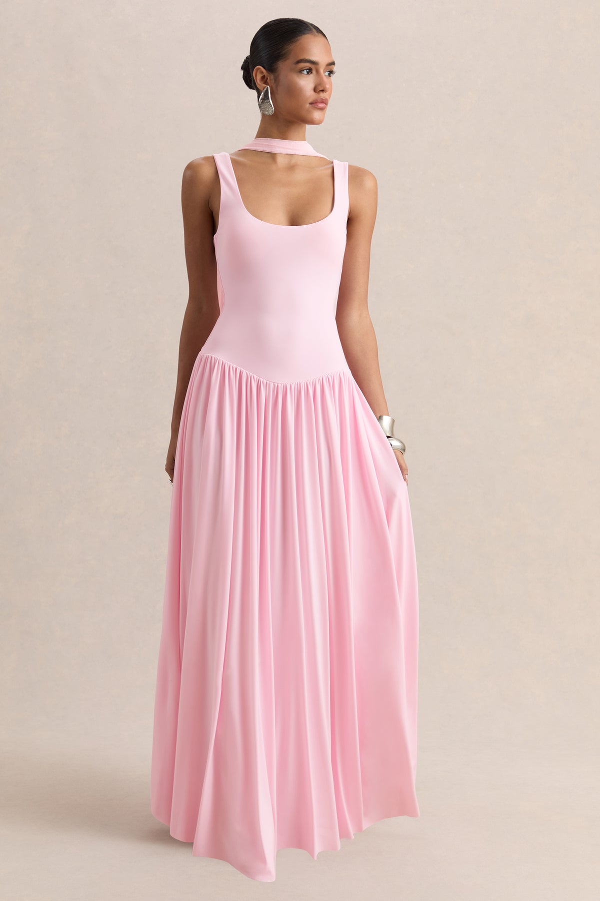 ECM-HR-CL137204084 - Aurina - Pink Square-Neck Maxi Dress With Scarf-Detail 02.jpg