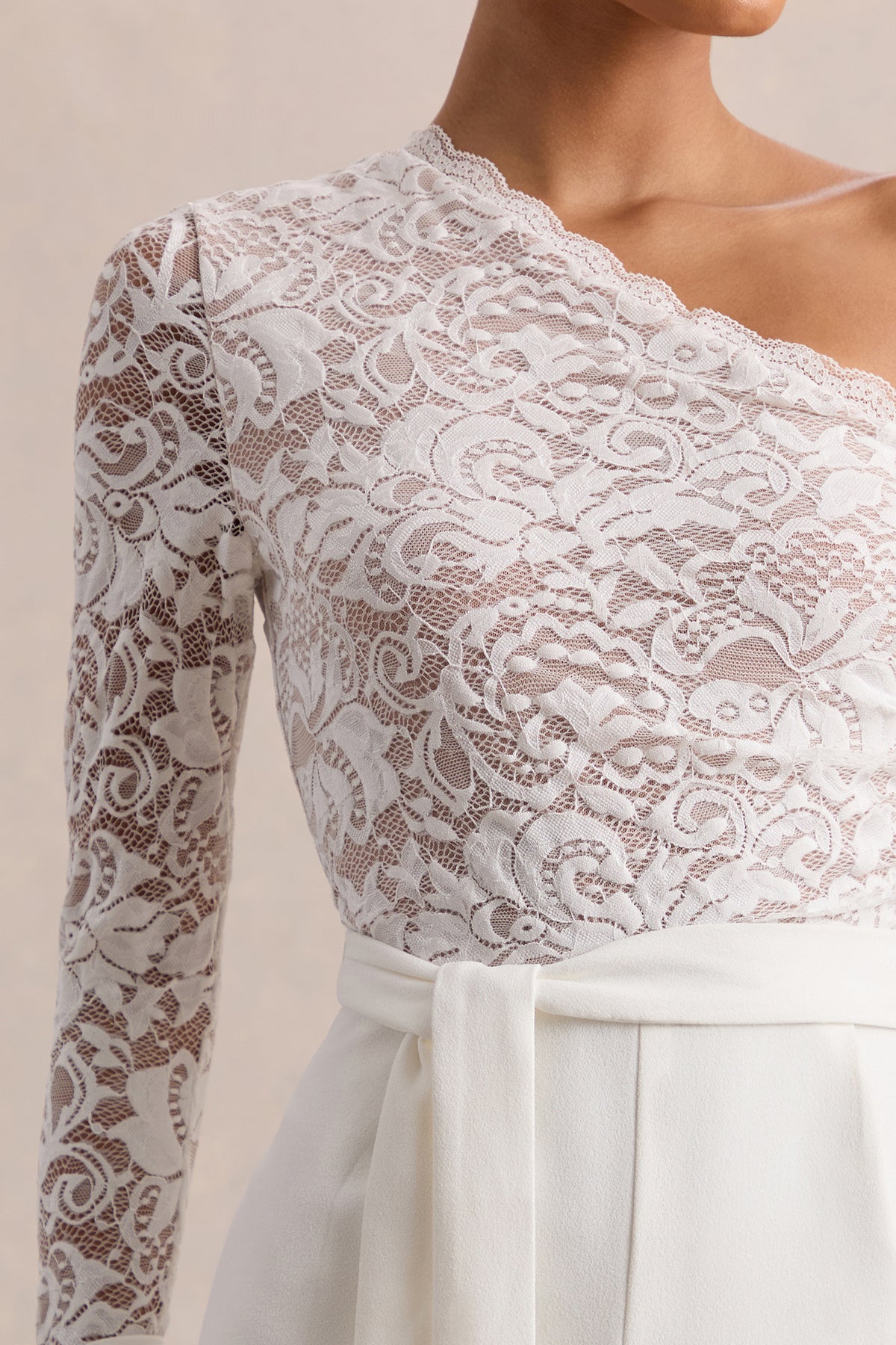 ECM_HR_CL137246110 - Clarence _ White Lace Asymmetric-Neck Jumpsuit With Bow-Details 02.jpg