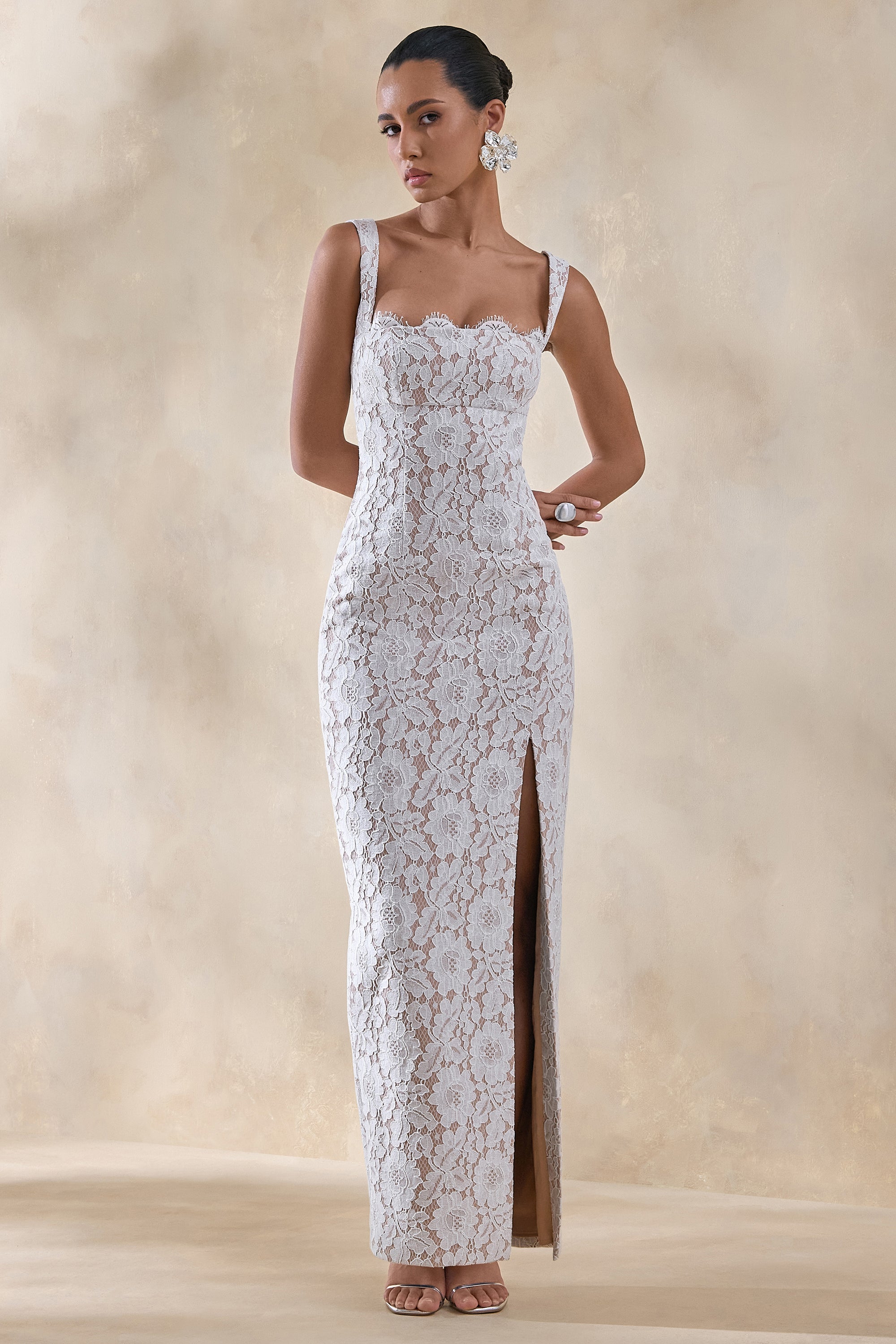 sexy lace midi dress Bebe Women's Lace-Up Back Midi Dress main image 1