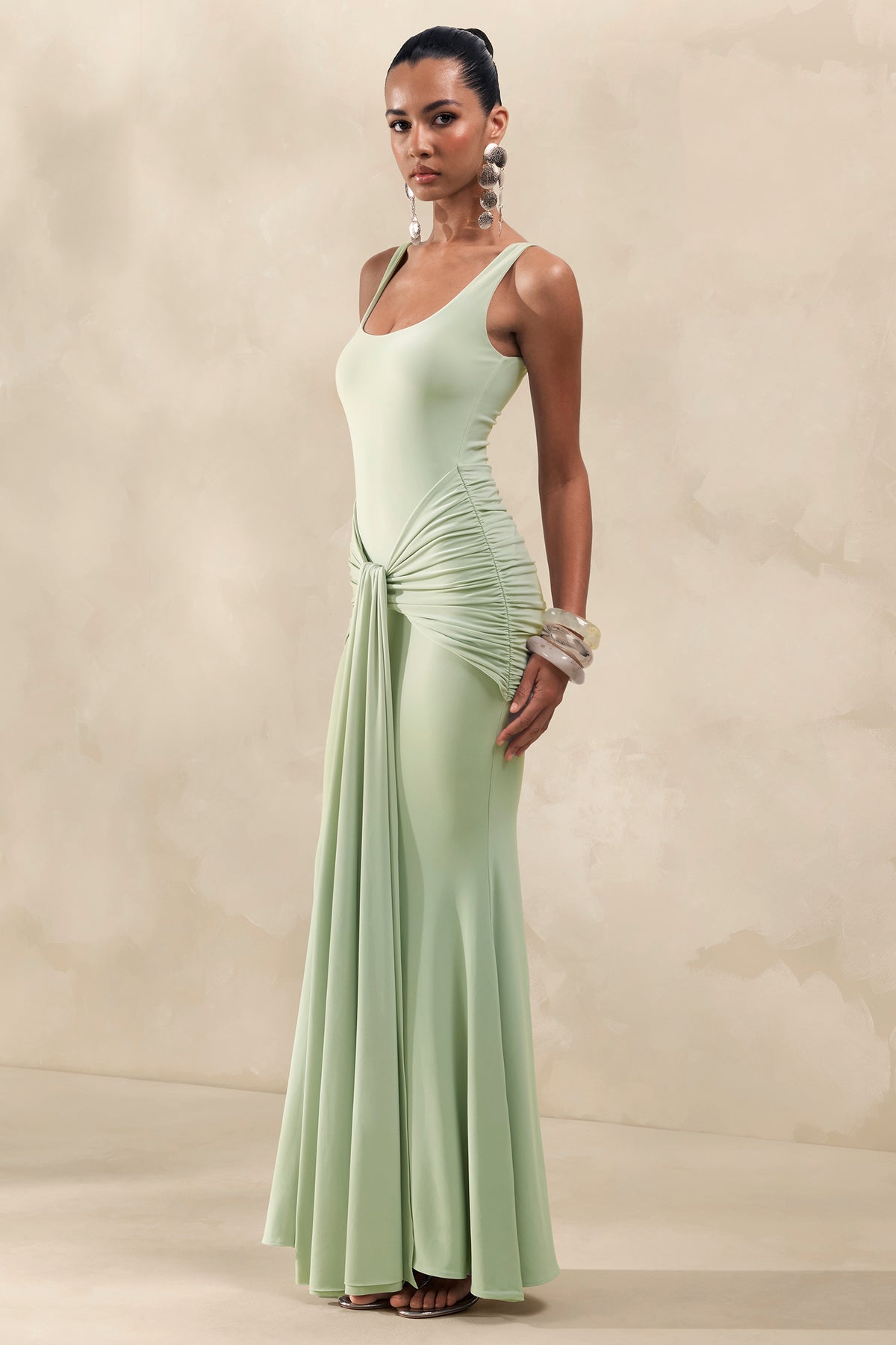 CL137272032 - Solyra | Mint Square-Neck Maxi Dress With Sash And Cape Detail 0.jpg