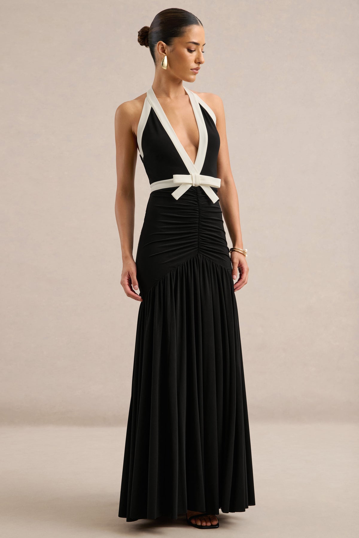ECM_HR_CL137279002 - Cosmina _ Black Plunge-Neck Maxi Dress With Bow-Detail1.jpg