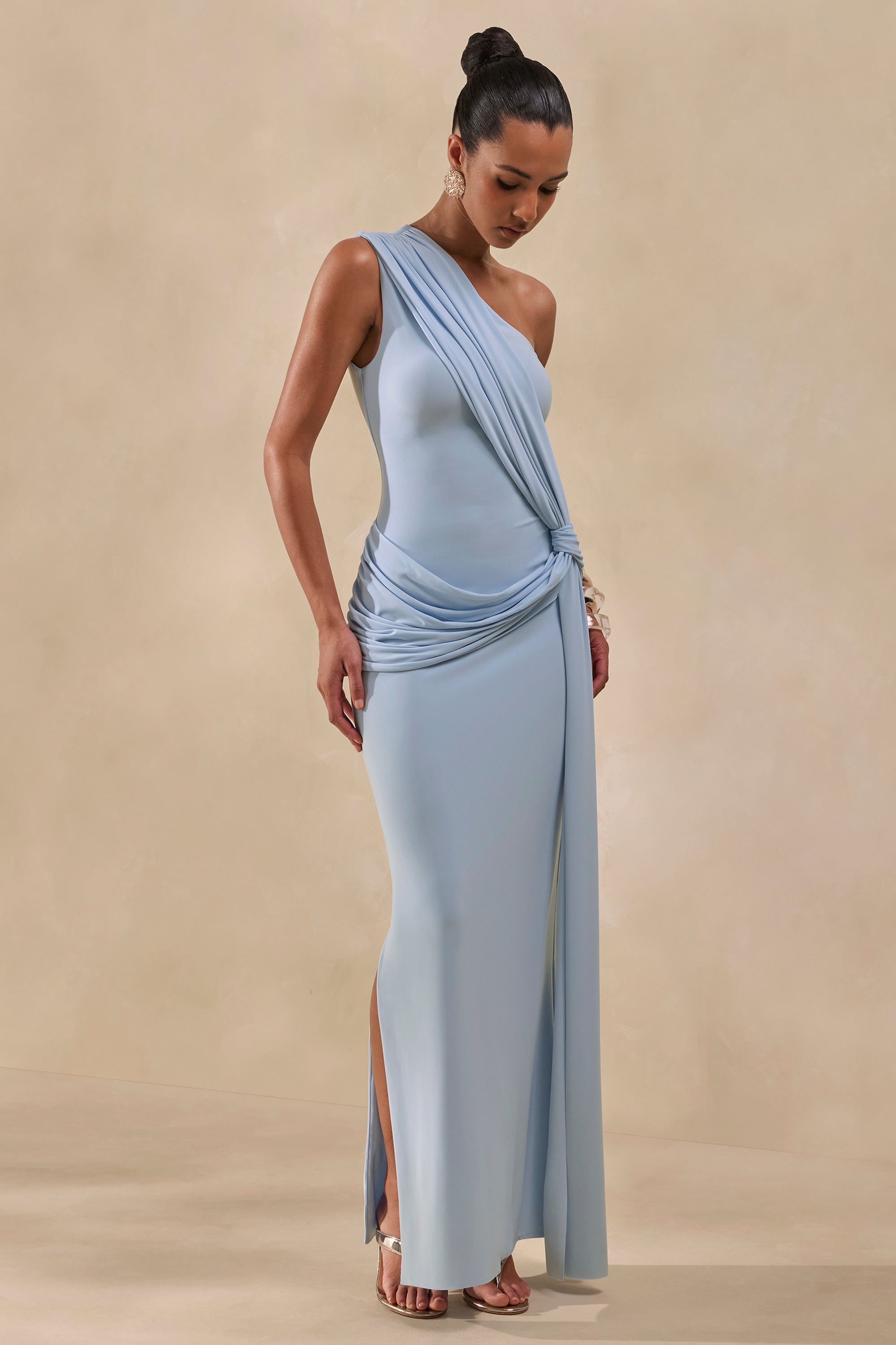 ECM_HR_CL137330016 - Lunoria _ Powder Blue Asymmetric-Neck Maxi Dress With Gathered-Detailing1.jpg