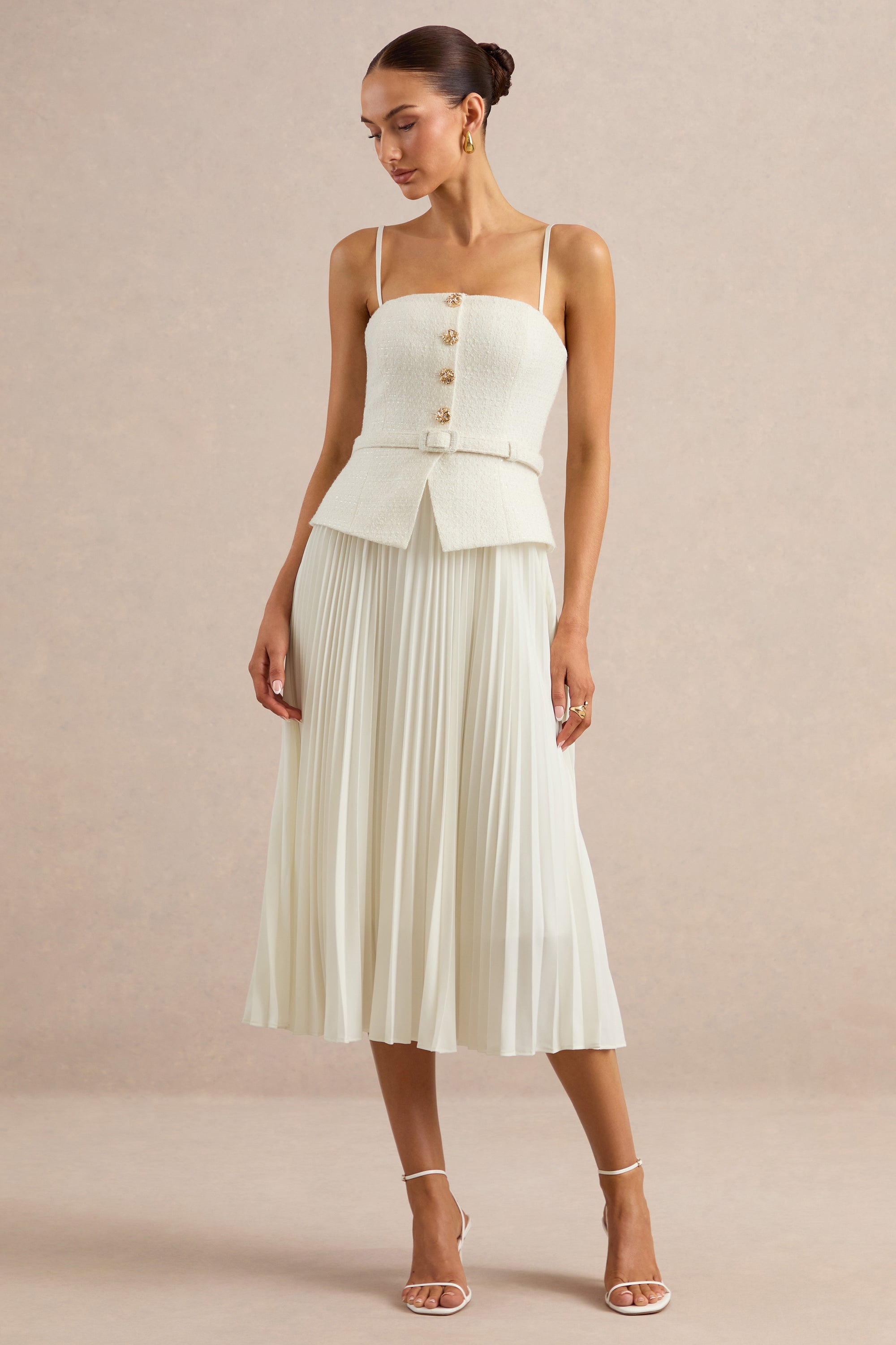 ECM_HR_CL137350112 - Lizzy | Cream Square-Neck Midi Dress With Pleated-Skirt 0.jpg