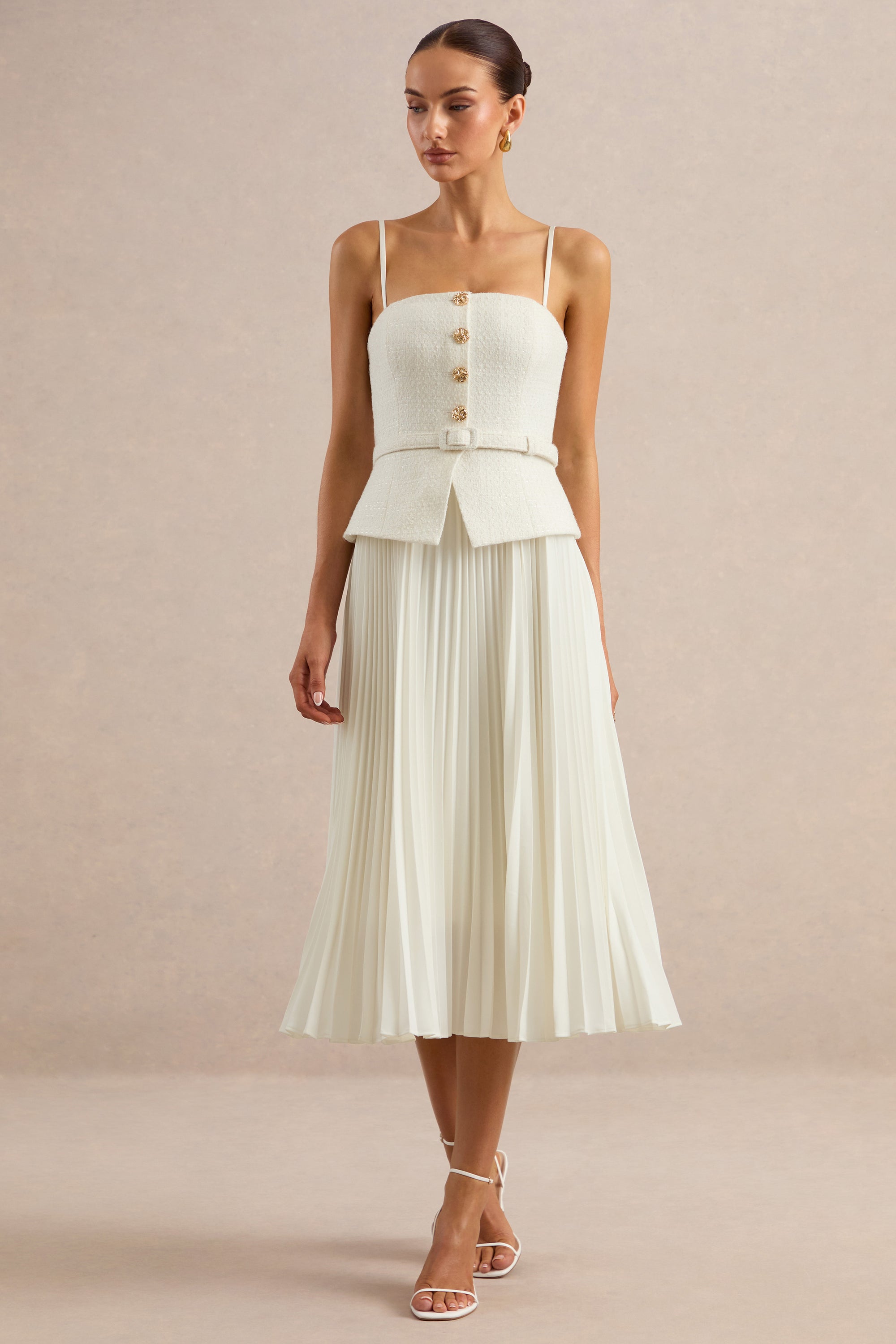 ECM_HR_CL137350112 - Lizzy | Cream Square-Neck Midi Dress With Pleated-Skirt 1.jpg