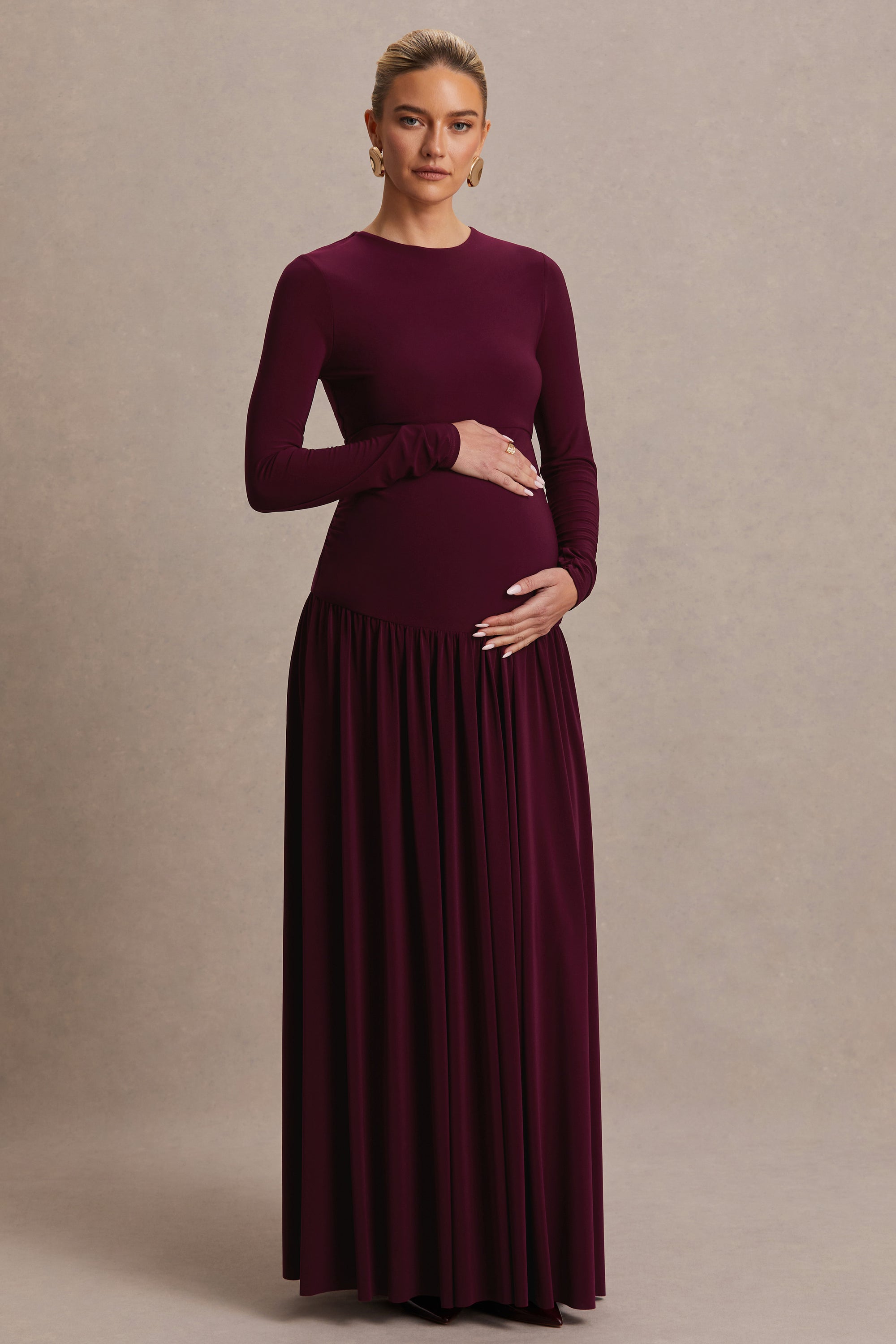 HR_CL137369102 - Monroe Burgundy Crew-Neck Maxi Dress With Drop-Waist  02.jpg