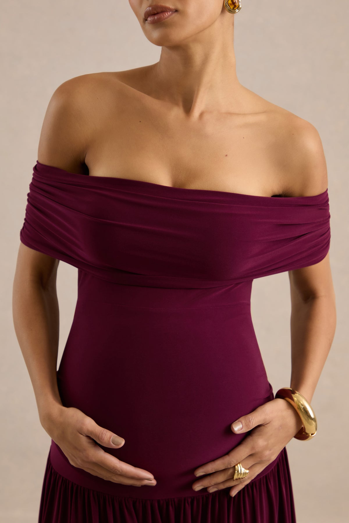 ECM_HR_CL137370102 - Juliette | Burgundy Bardot-Neck Maternity Maxi Dress With Drop-Waist5.jpg