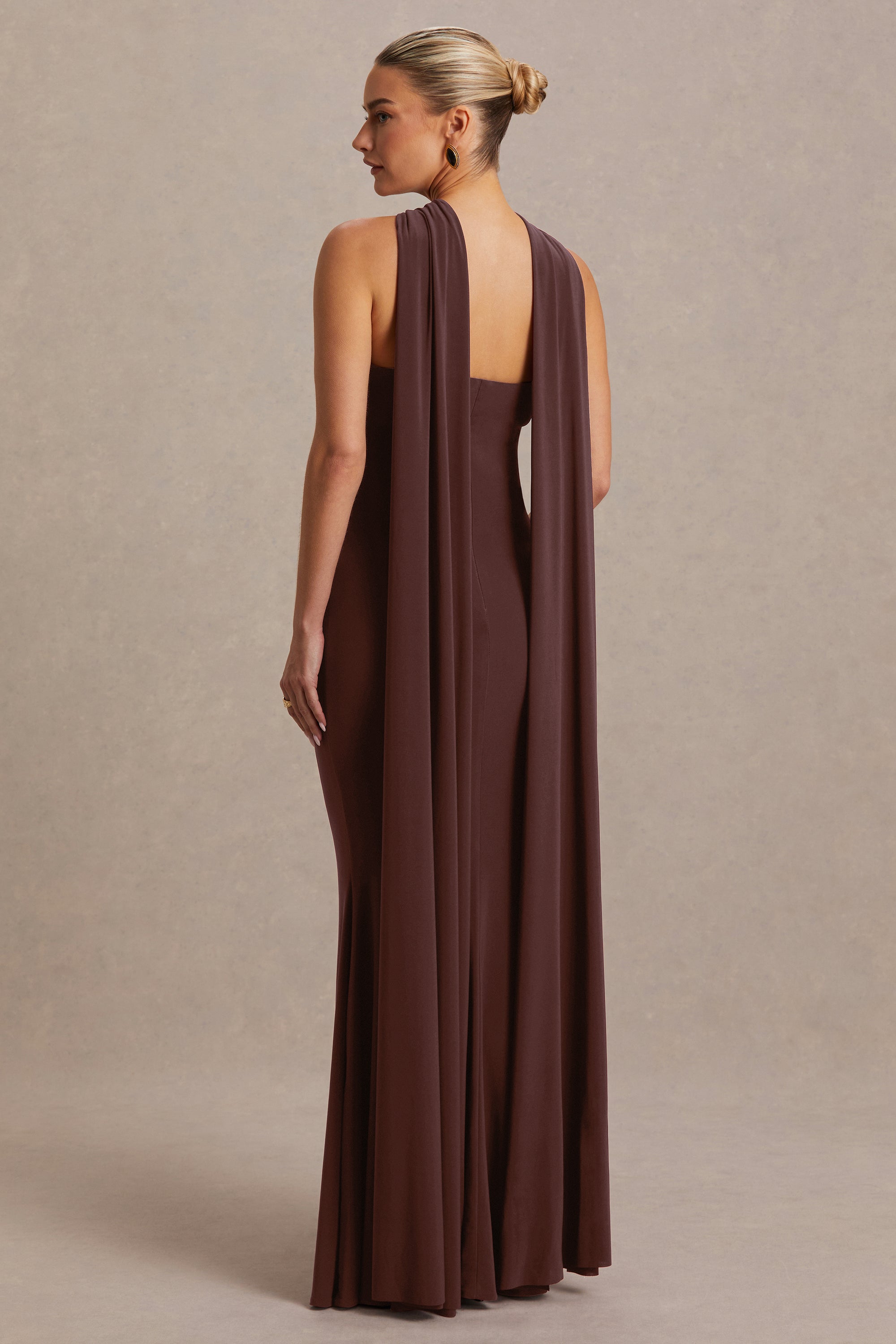 CL137371022 - Lyra | Brown Cross Halter-Neck Maternity Maxi Dress With Cape 5.jpg