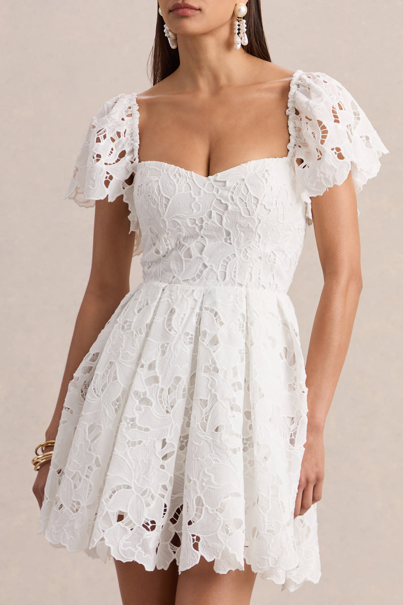 Vivi White Lace Sweetheart-Neck Mini Dress – Club L London