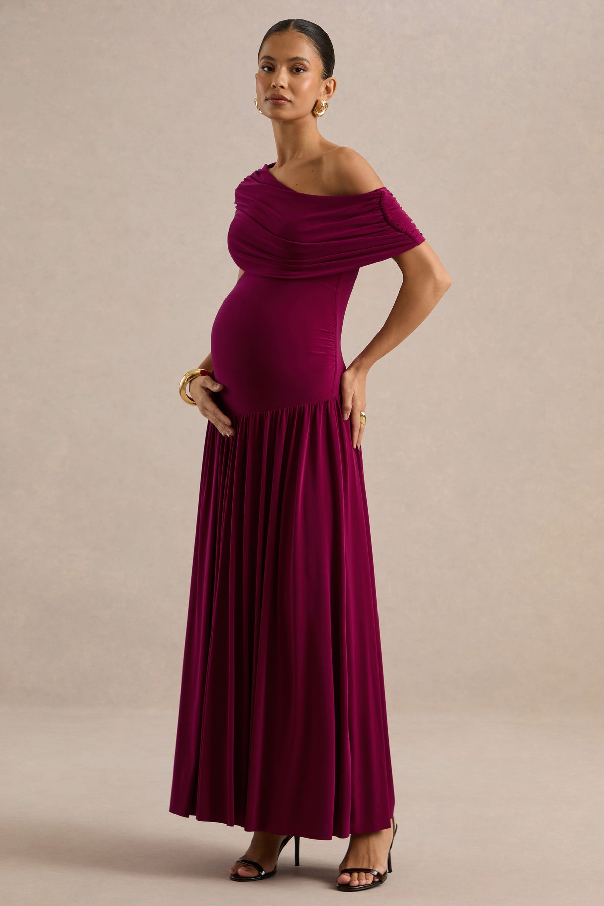 ECM_HR_CL137445102 - Noah _ Burgundy Jersey Ruched One Shoulder Maternity A-Line Maxi Dress With Drop Waist1.jpg