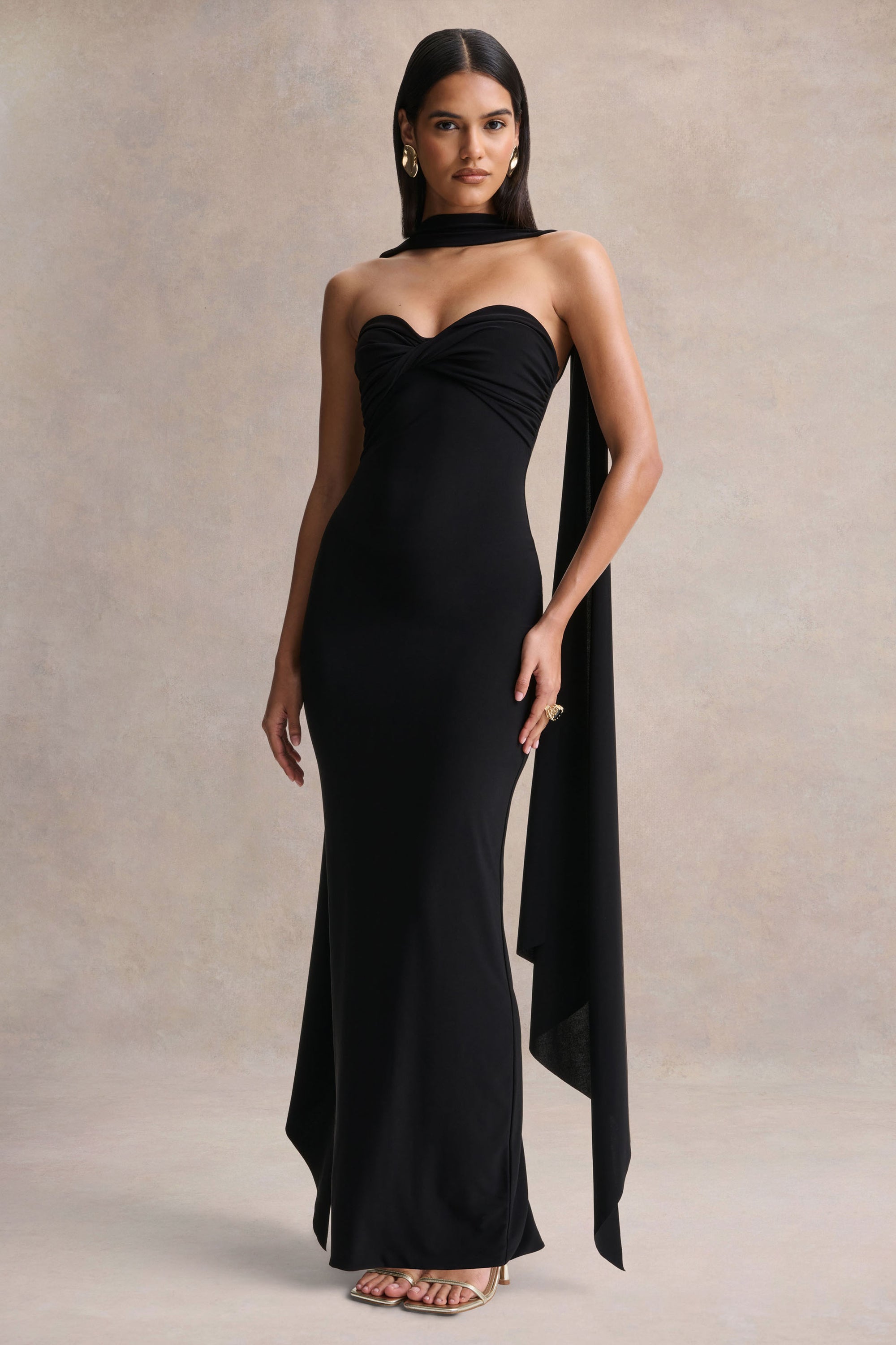 black maxi dress au Better Believe Lace Insert Maxi Dress Black