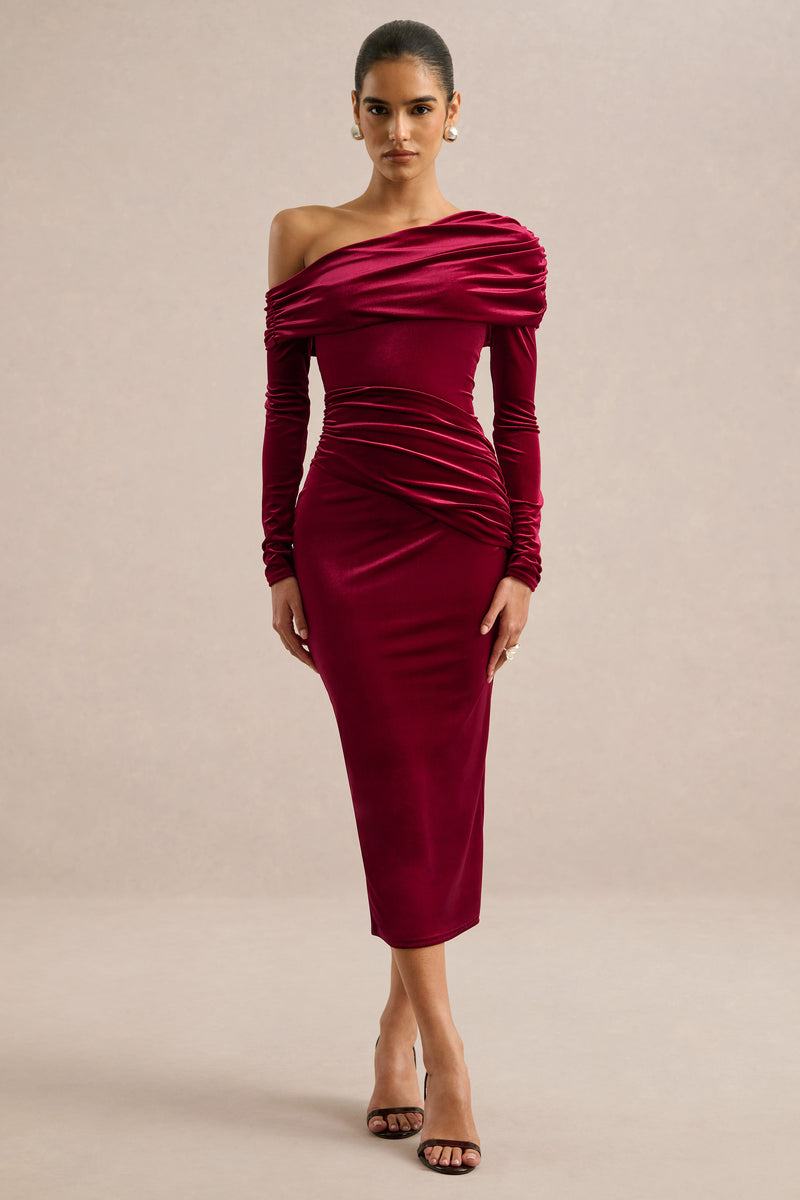 ECM_HR_CL137567101 - Eirene _ Red Velvet Asymmetric-Neck Midi Dress2.jpg
