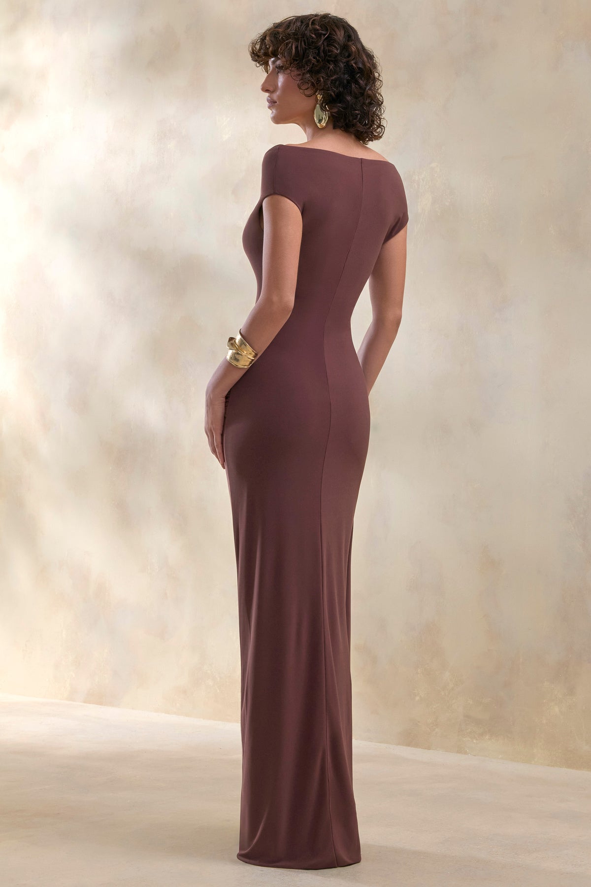 ECM_HR_CL137600022 - Petronia | Brown V-Neck Maxi Dress With Wrap-Detail 3.jpg