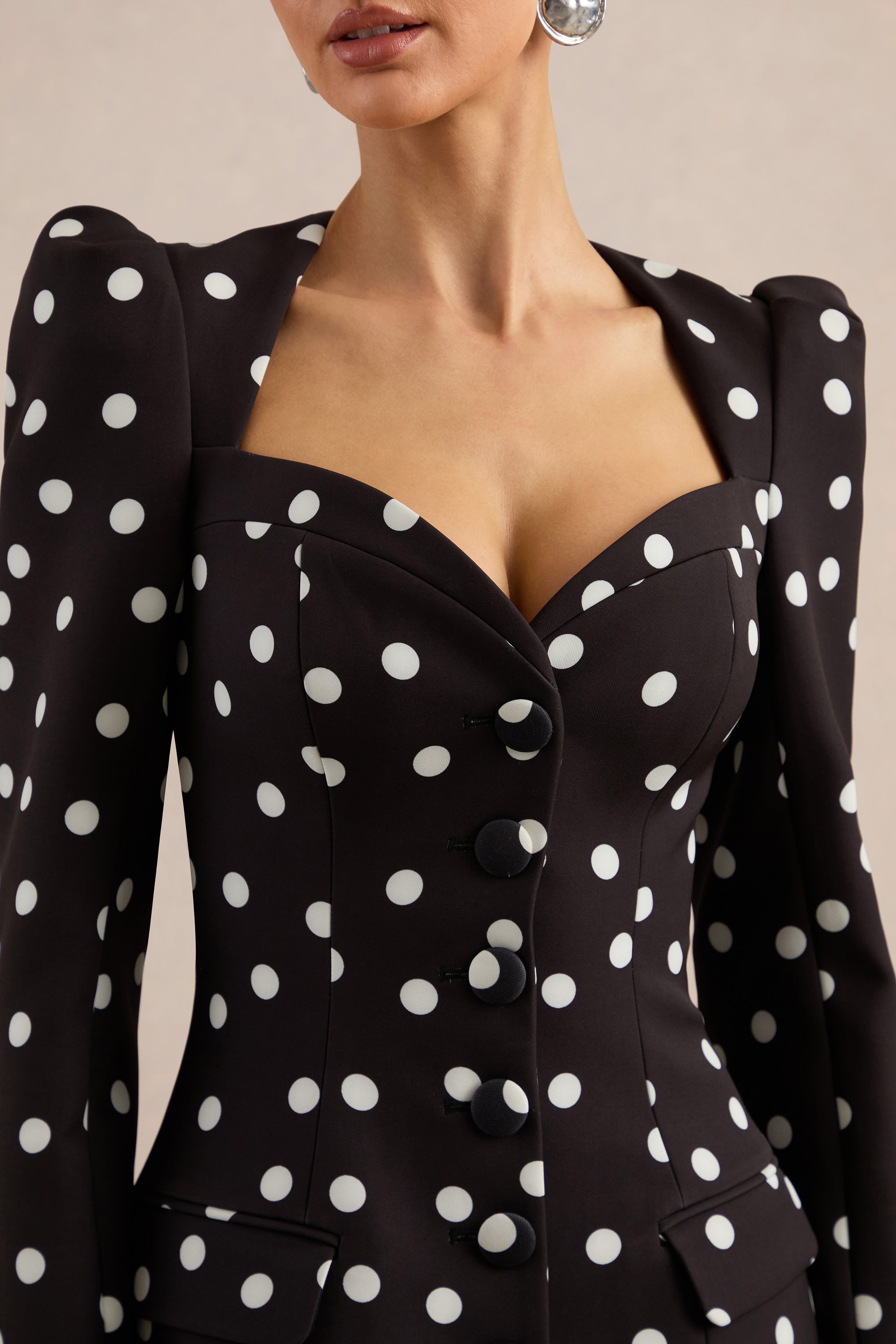 ECM_HR_CL137637001 - Carmen | Black & White Polka Dot Sweetheart-Neck Tailored Mini Dress 3.jpg