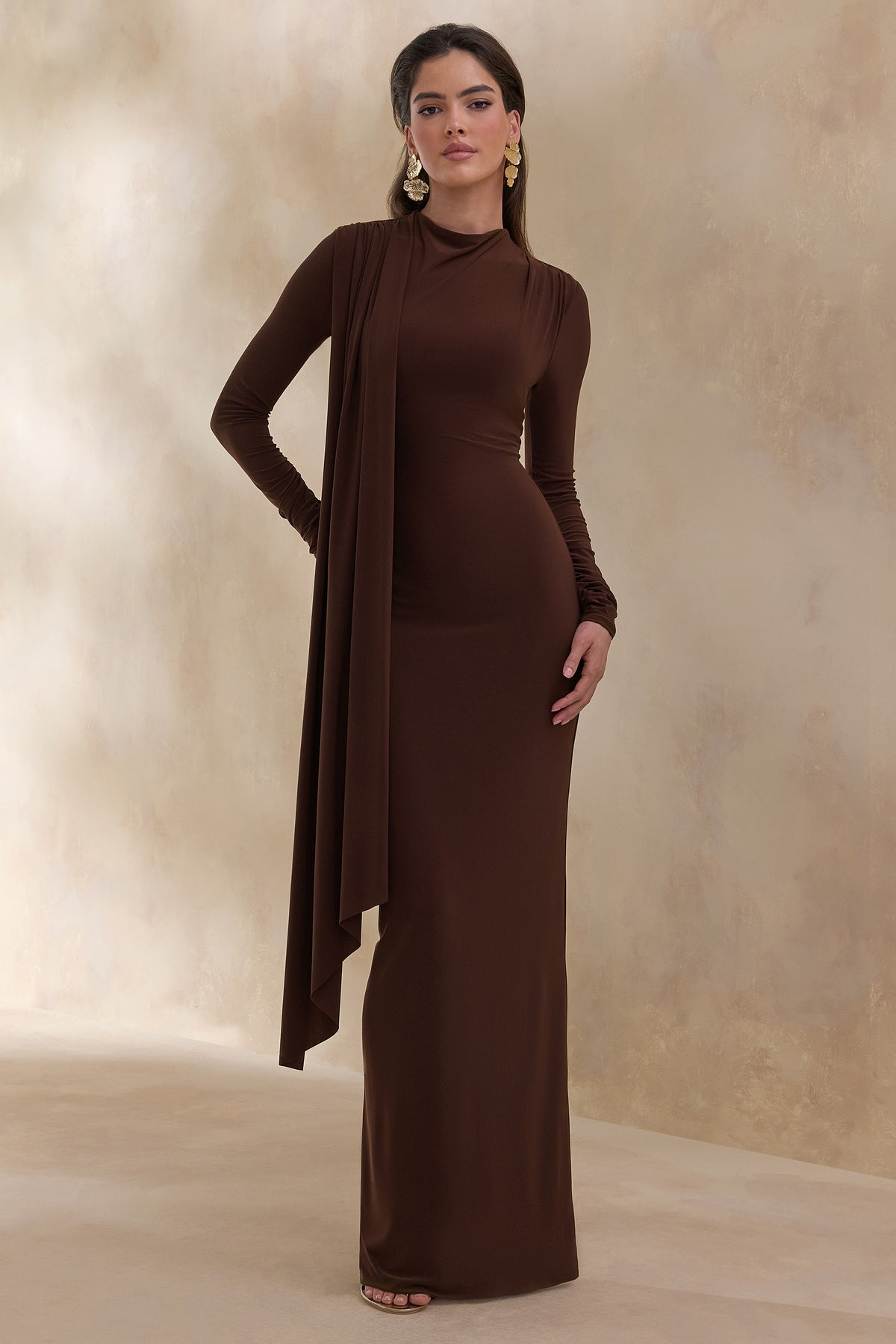 ECM_HR_CL137652022 Amaria _ Brown High-Neck Maxi Dress With Sash-Detail 2 (1).jpg