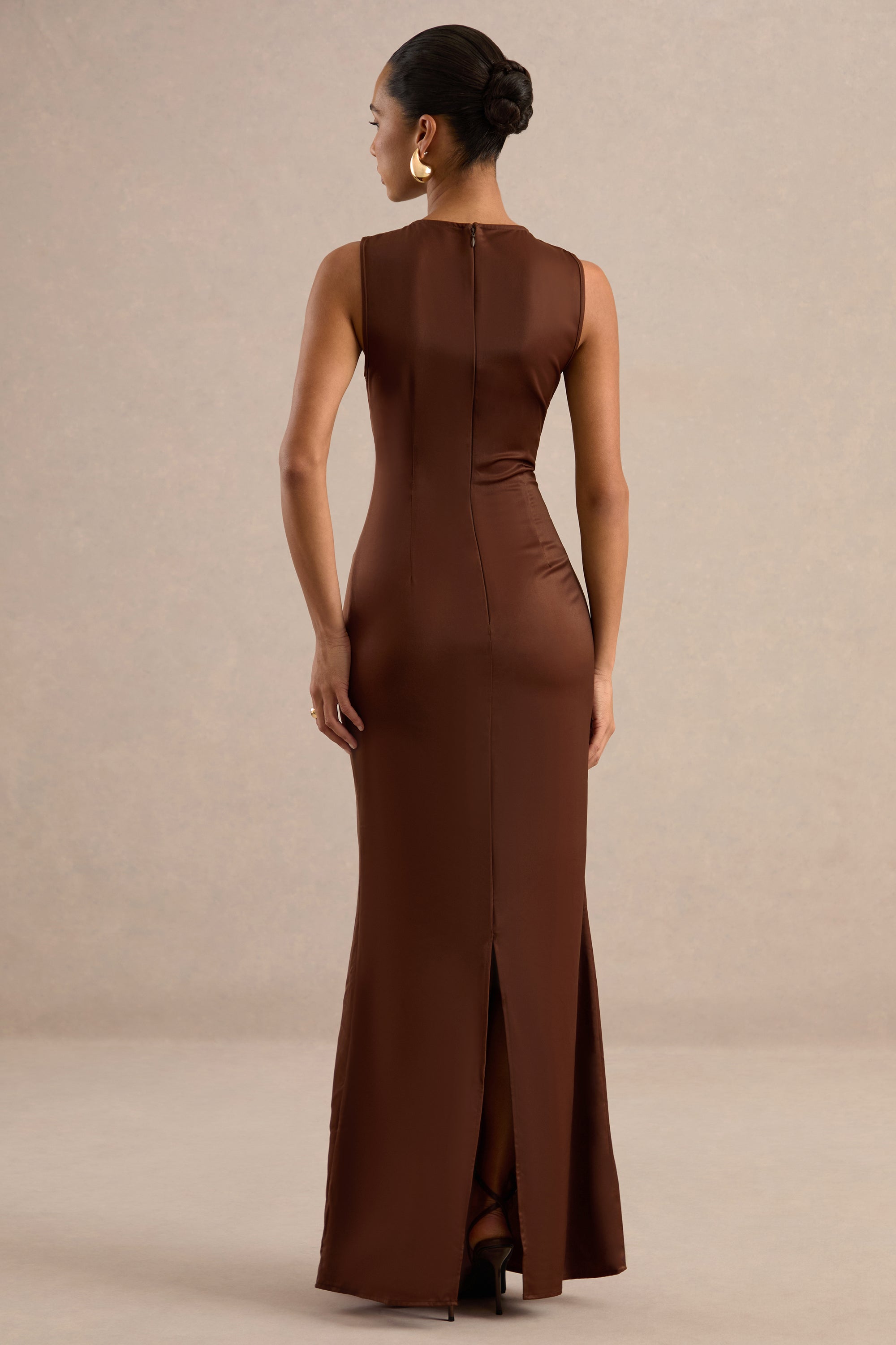 CL137662021 - Lavencia _ Brown Satin Wide-Neck Maxi Dress With Feather Trim 8.jpg